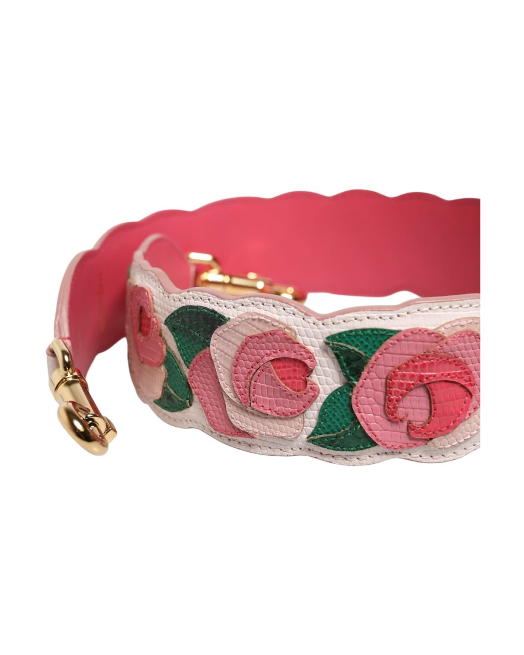 Dolce & Gabbana White Leather Strap Floral Calf Bag Accessory Shoulder Handbag & Wallet Accessories