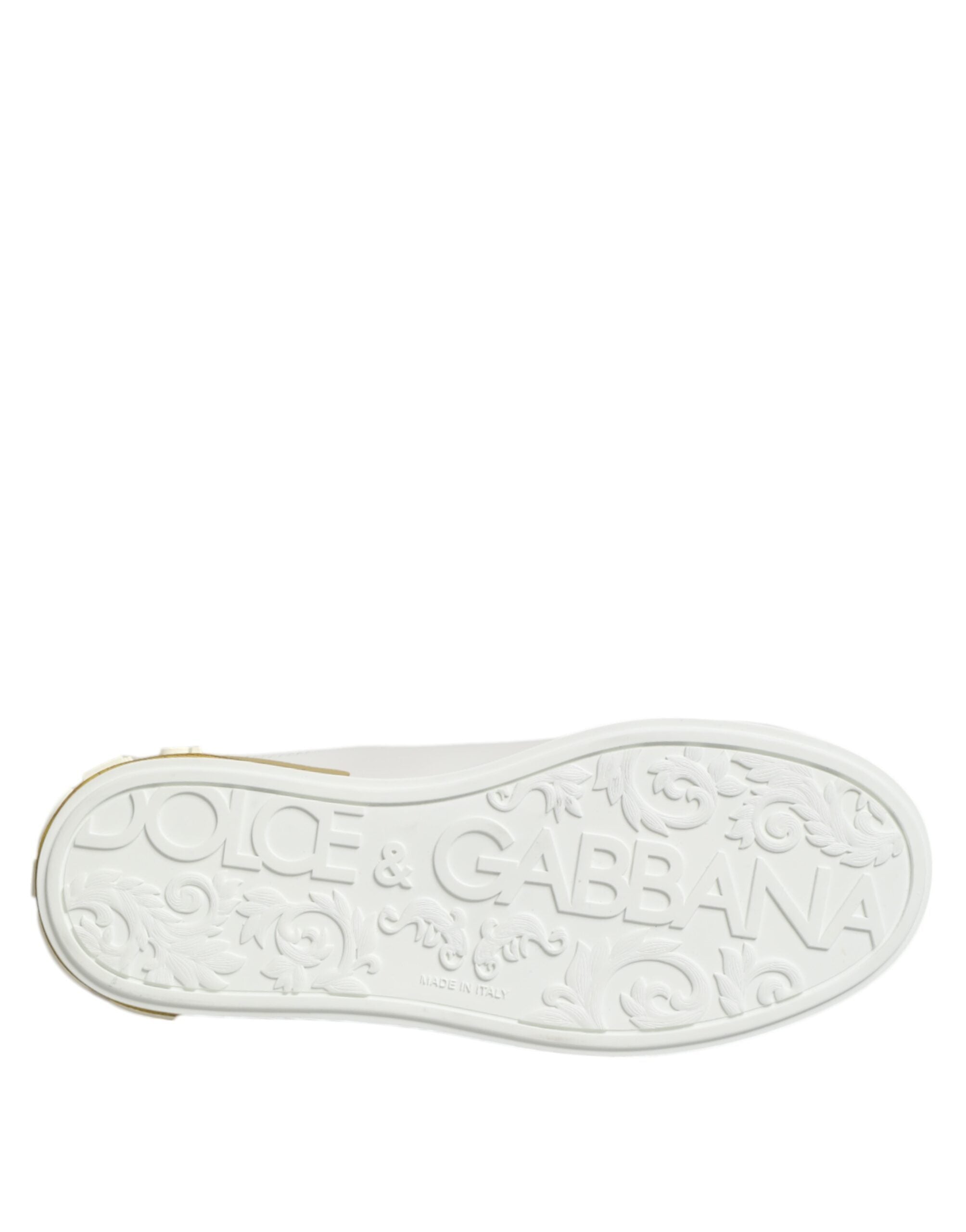 Dolce & Gabbana White Leather Yellow Low Top Sneakers Shoes Glam Steals