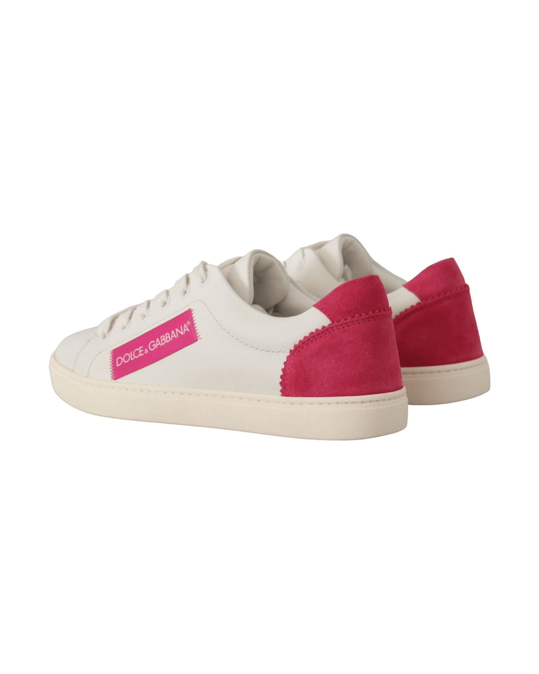 Dolce & Gabbana White Leather Pink Low Top Sneakers Shoes Sneakers
