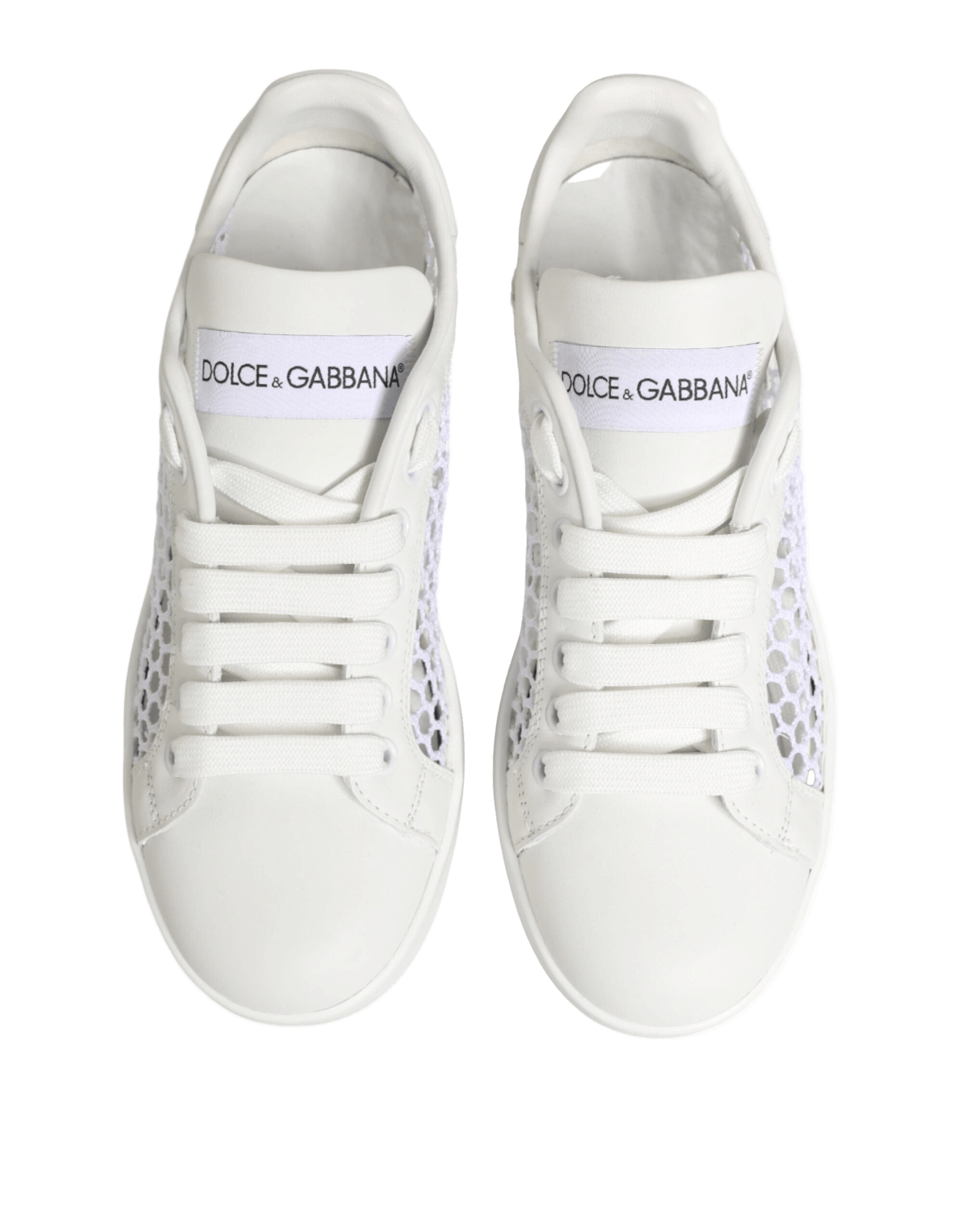 Dolce & Gabbana White Mesh Inserts Low Top Sneakers Shoes Glam Steals