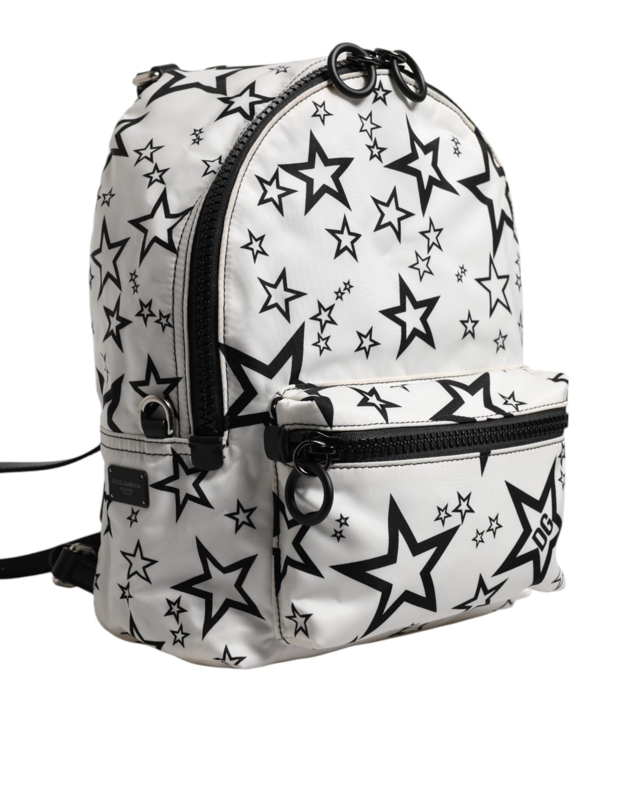 Dolce & Gabbana White Nylon Dg Stars Print Travel Backpack Bag Glam Steals