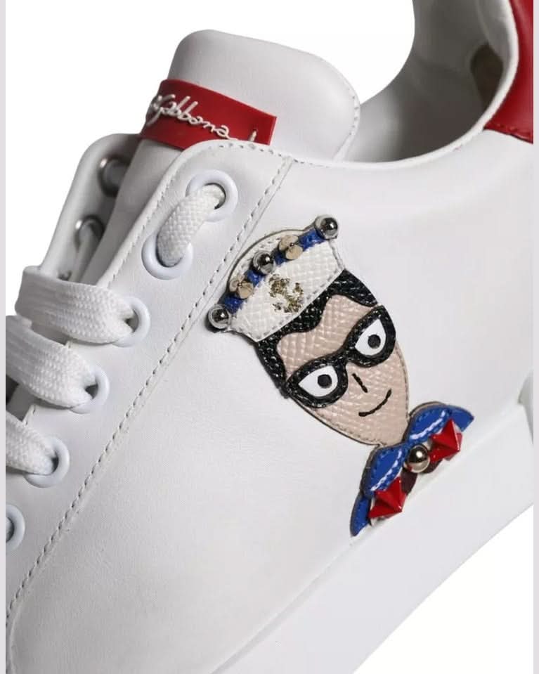 Dolce & Gabbana White Patch Calfskin Nappa Portofino Sneakers Sneakers