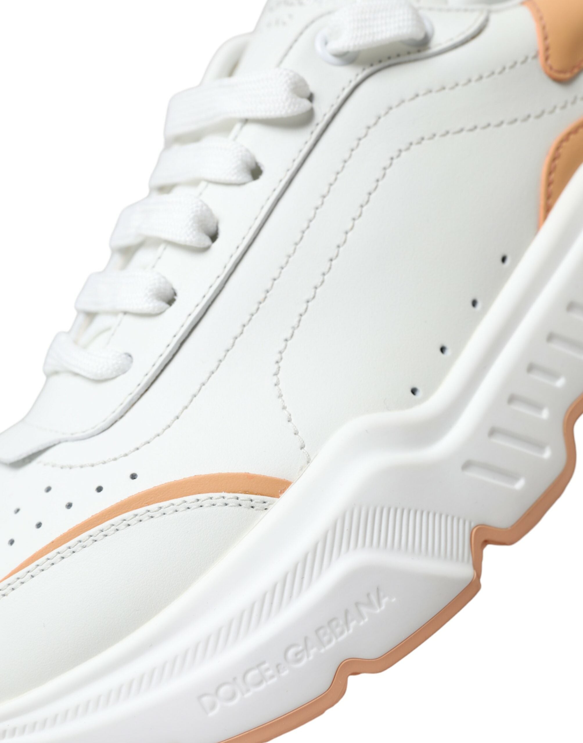 Dolce & Gabbana White Peach Daymaster Leather Sneakers Shoes Glam Steals