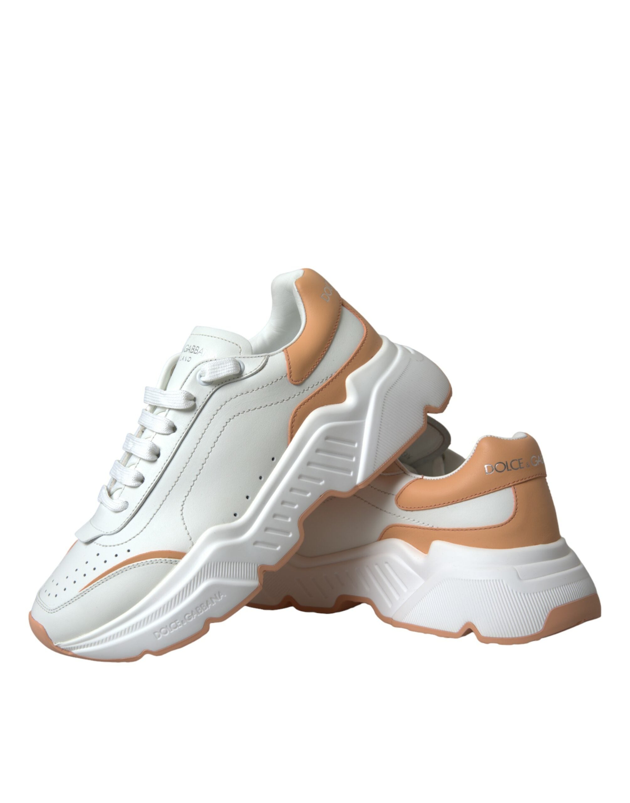 Dolce & Gabbana White Peach Daymaster Leather Sneakers Shoes Glam Steals