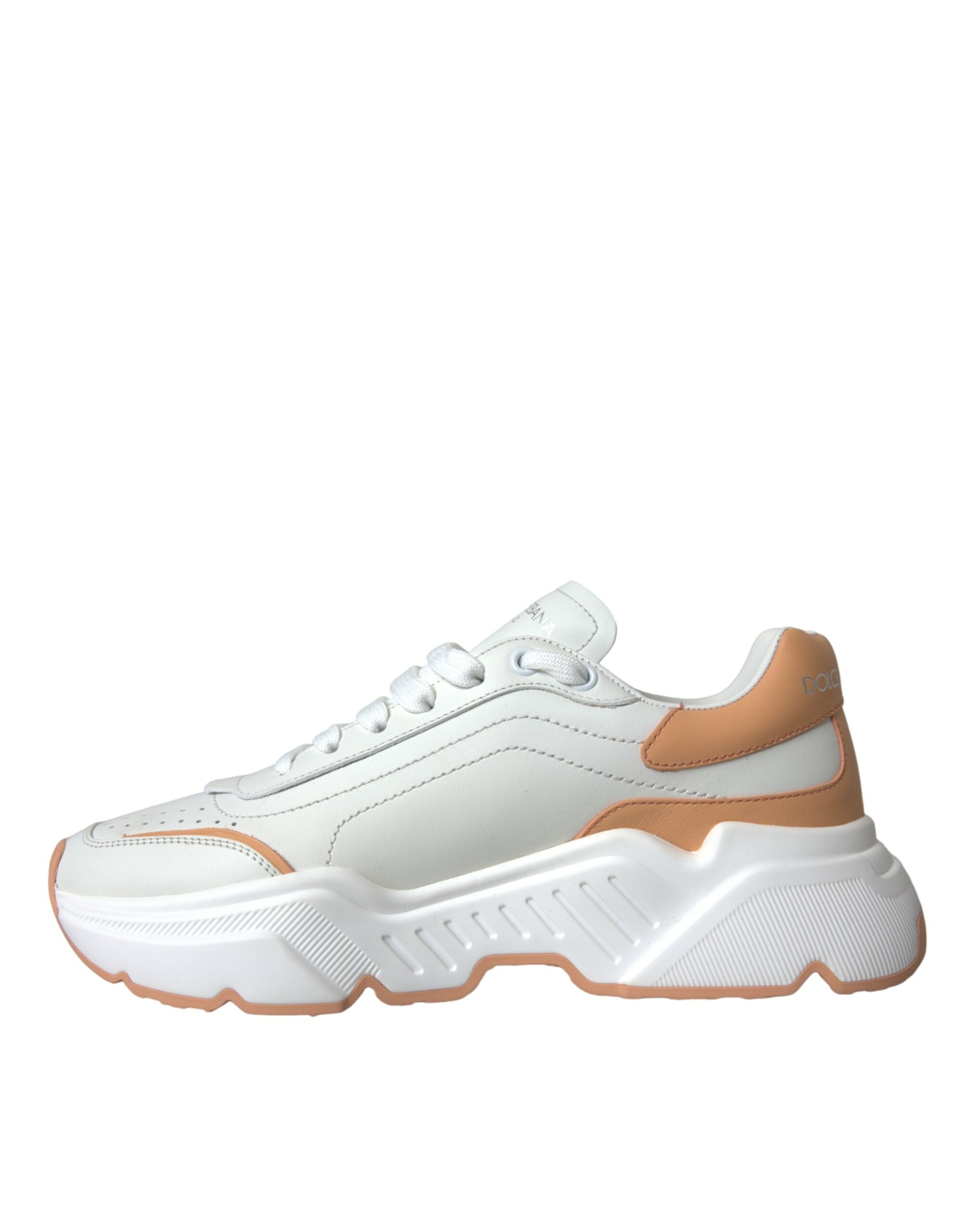 Dolce & Gabbana White Peach Daymaster Leather Sneakers Shoes Glam Steals