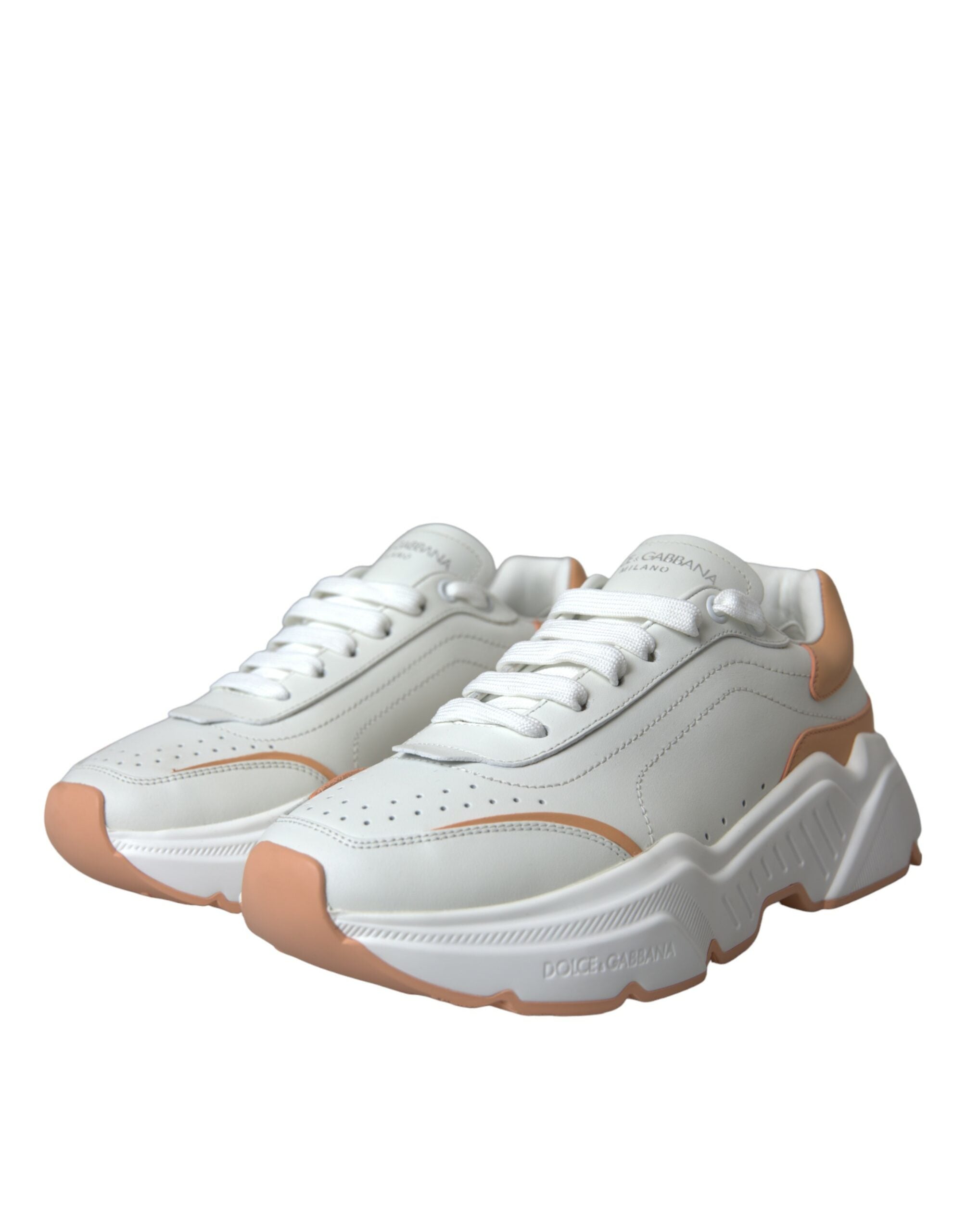 Dolce & Gabbana White Peach Daymaster Leather Sneakers Shoes Glam Steals