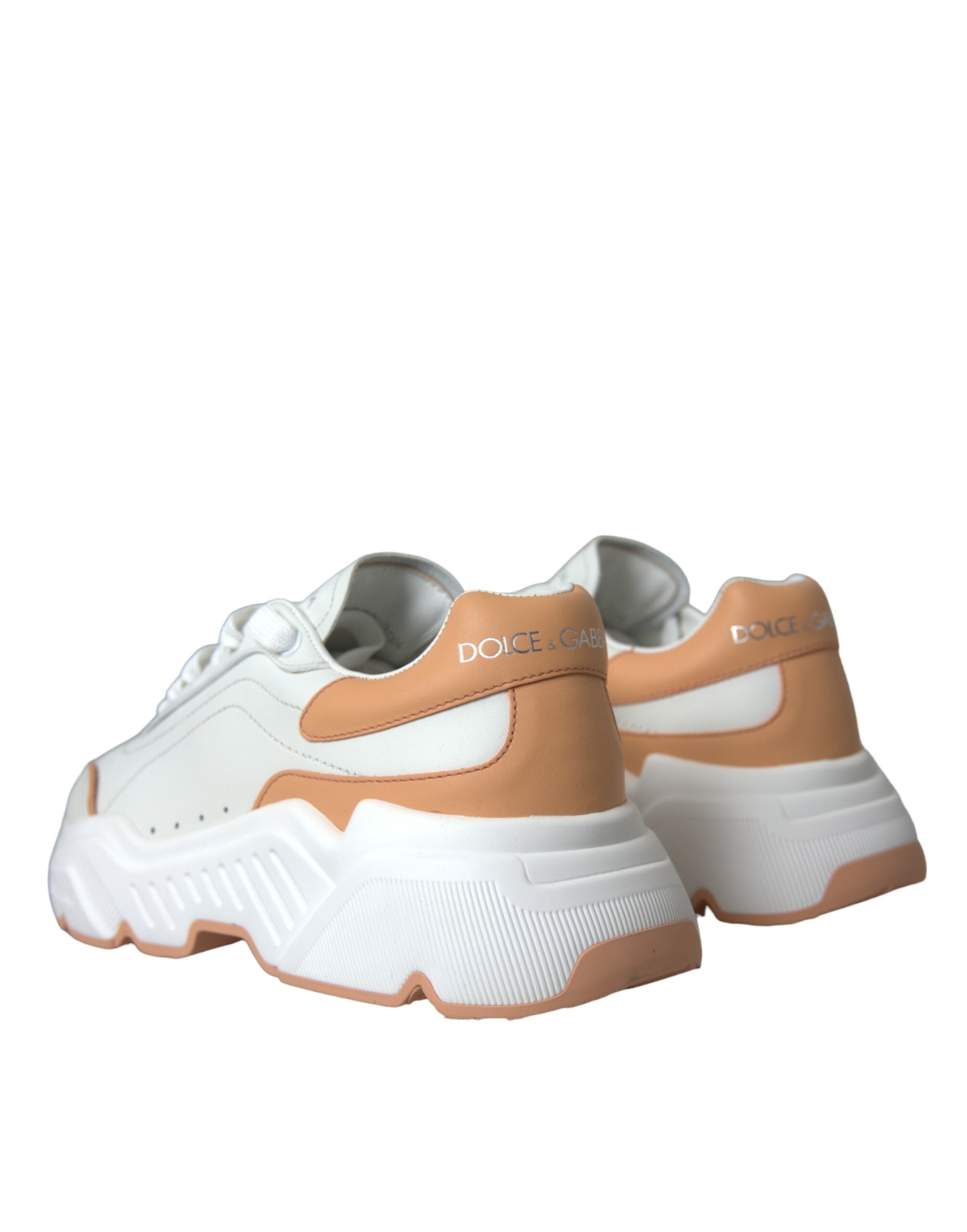 Dolce & Gabbana White Peach Daymaster Leather Sneakers Shoes Glam Steals