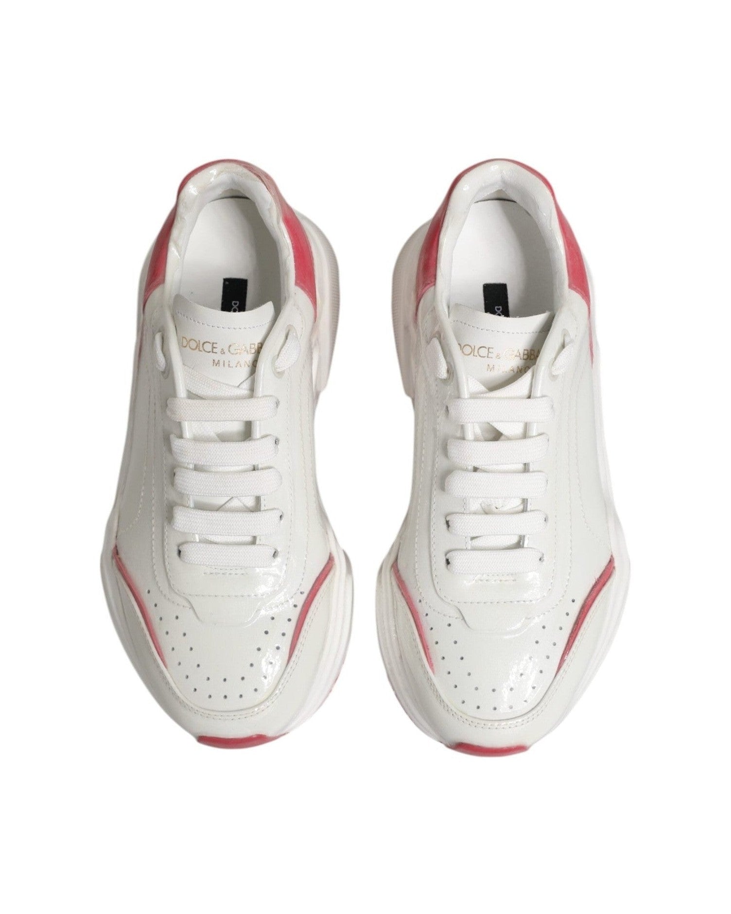 Dolce & Gabbana White Pink Daymaster Low Top Sneakers Shoes Glam Steals