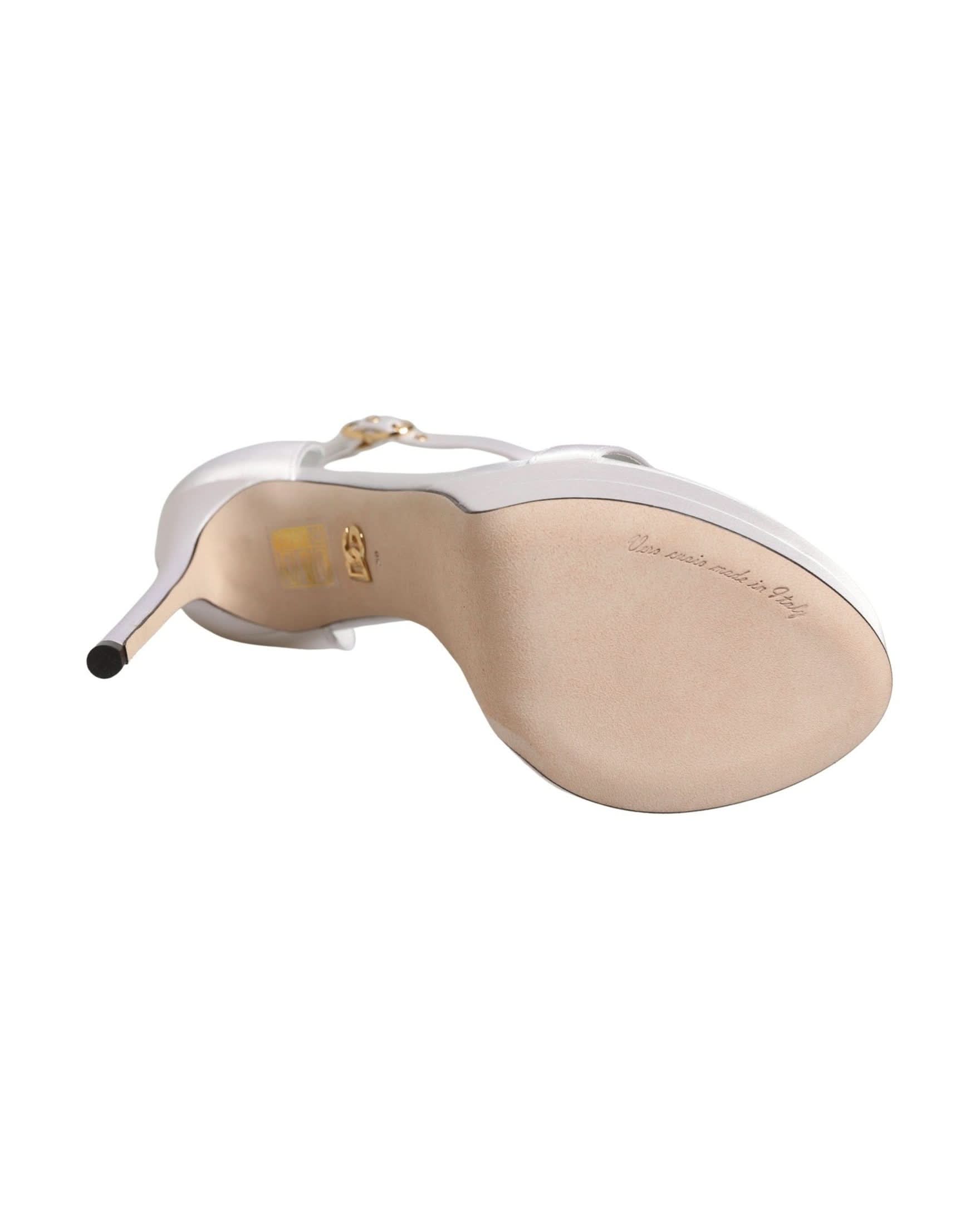 Dolce & Gabbana White Platform Ankle Strap Sandals Shoes