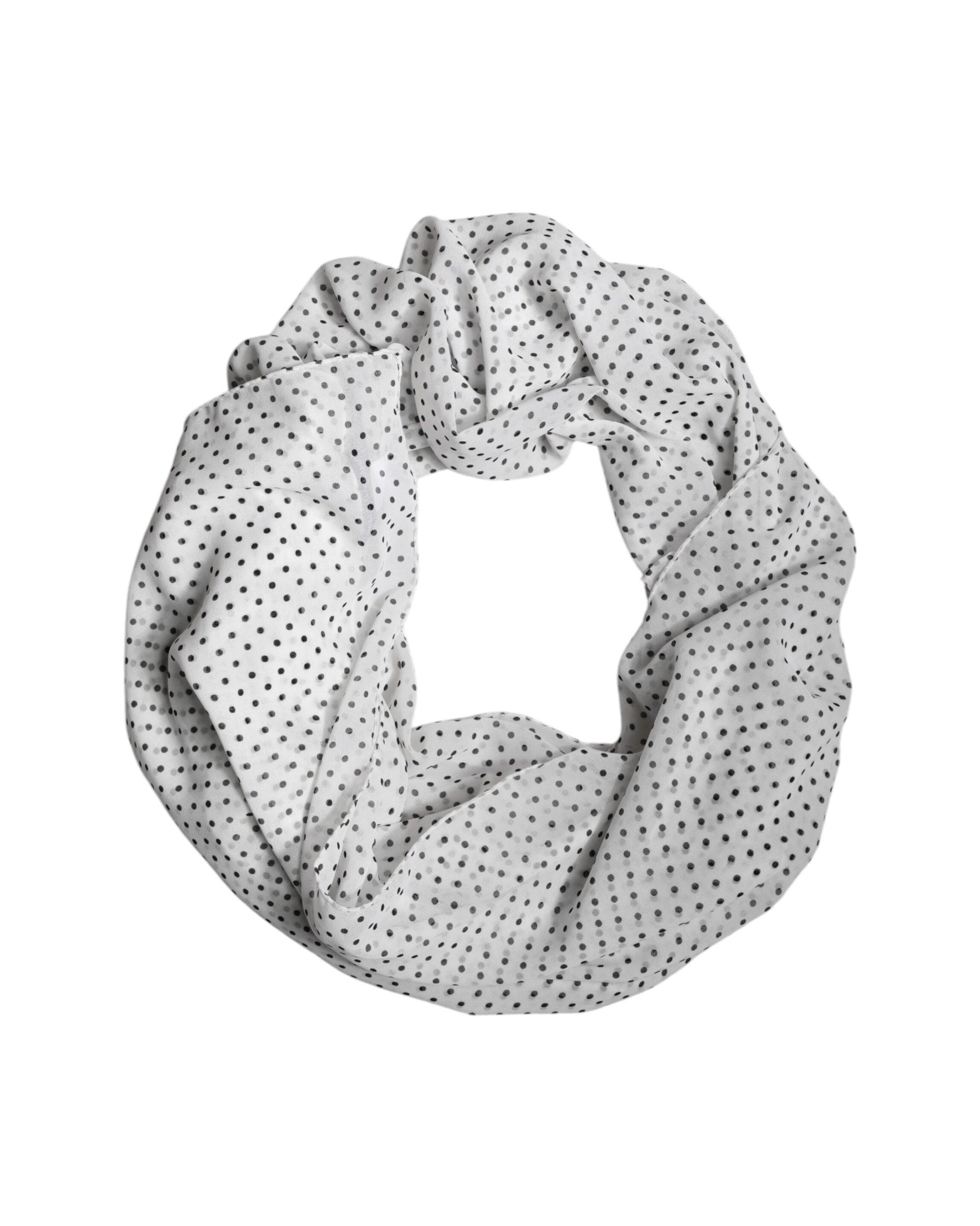 Dolce & Gabbana White Polyester Polka Dots Wrap Shawl Scarf Glam Steals