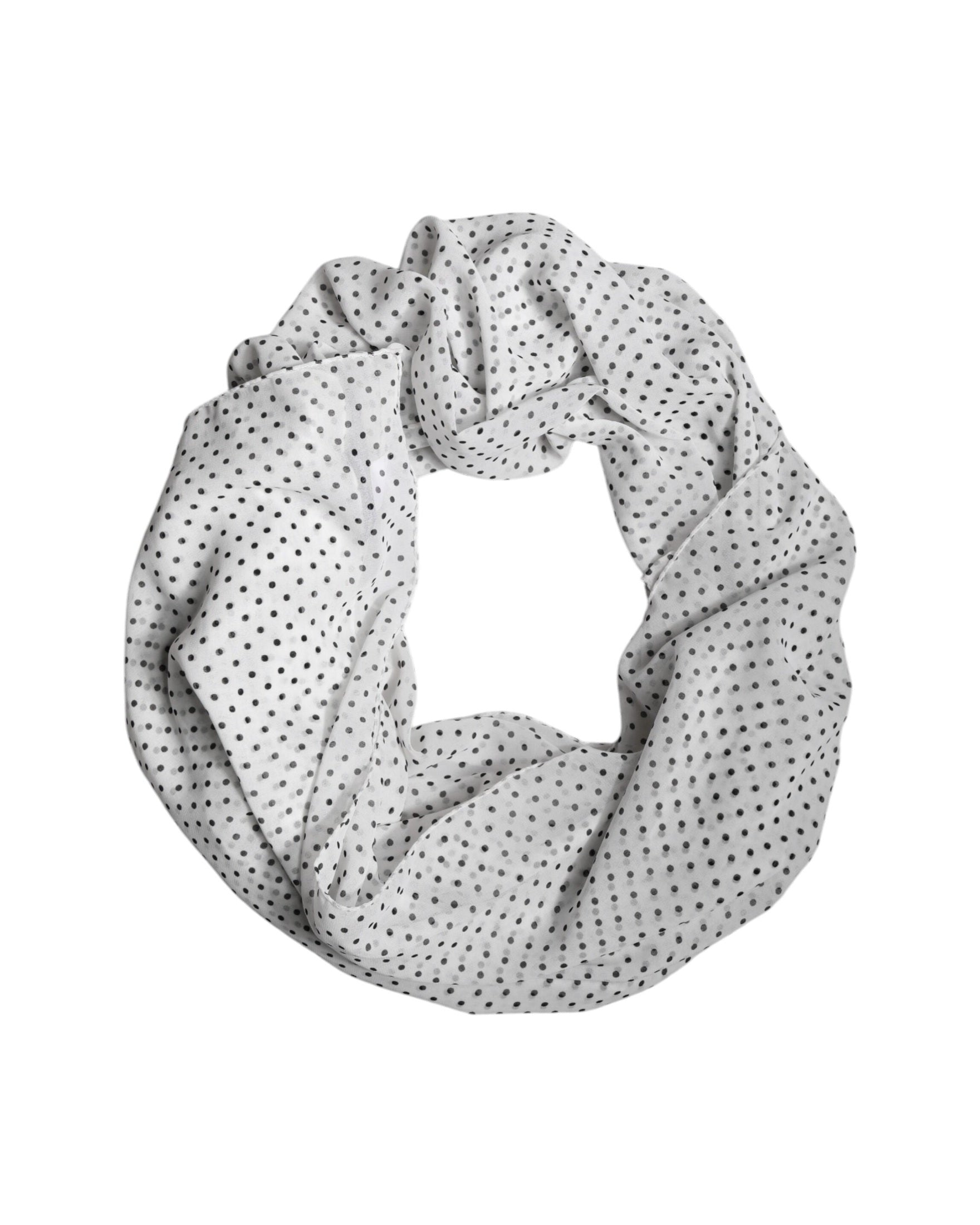 Dolce & Gabbana White Polyester Polka Dots Wrap Shawl Scarf Glam Steals