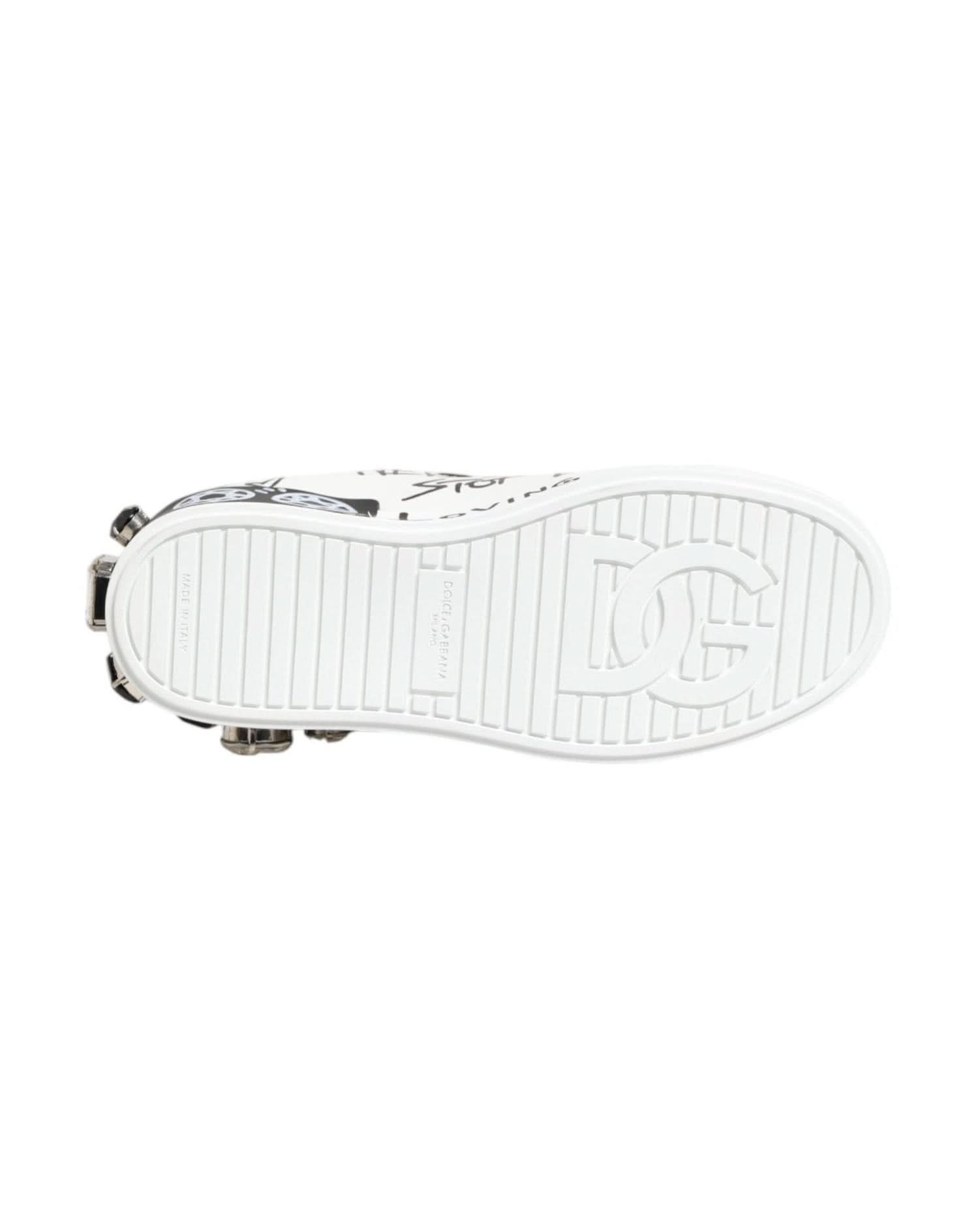 Dolce & Gabbana White Portofino Crystal Sneakers Shoes Sneakers