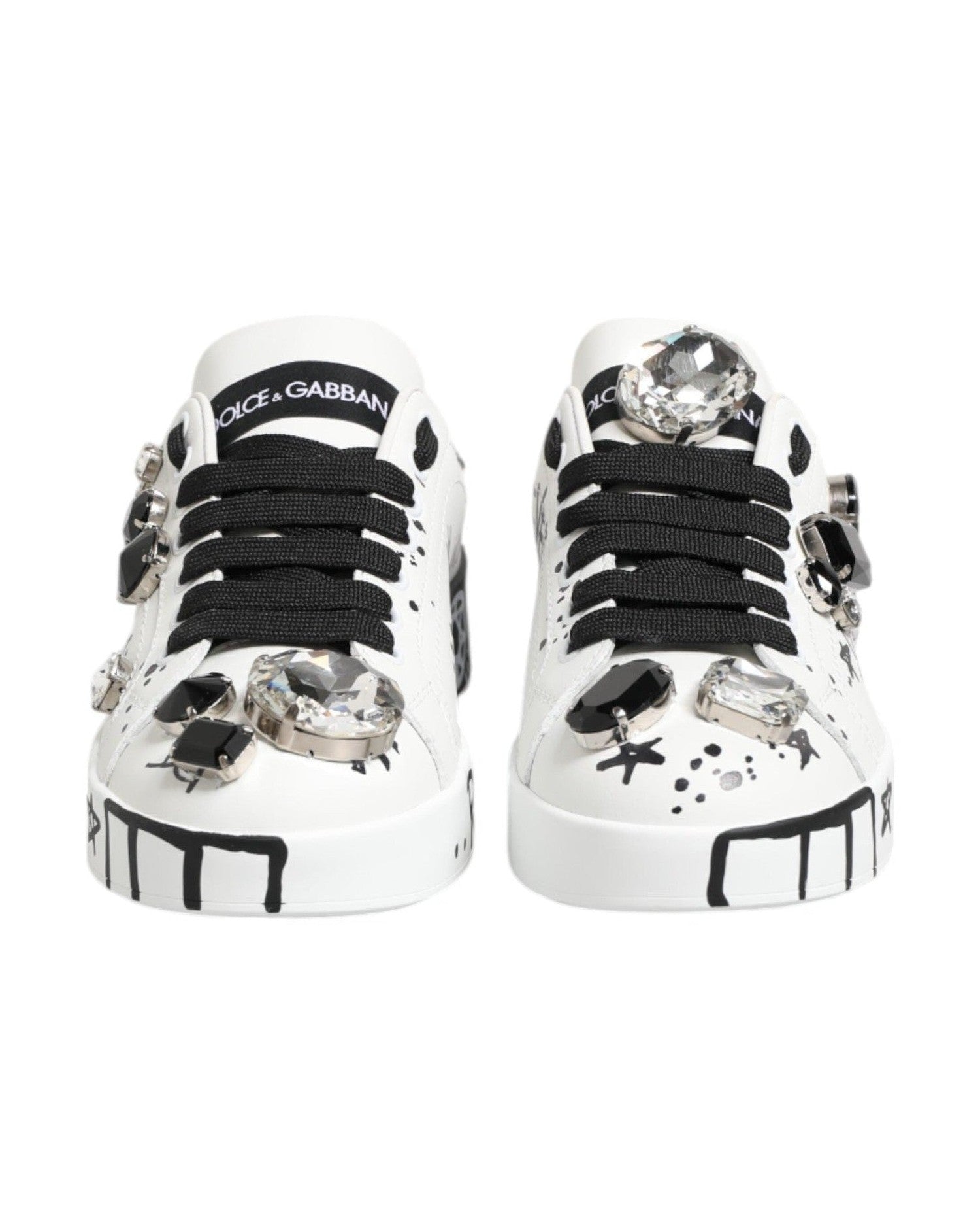Dolce & Gabbana White Portofino Crystal Sneakers Shoes Glam Steals