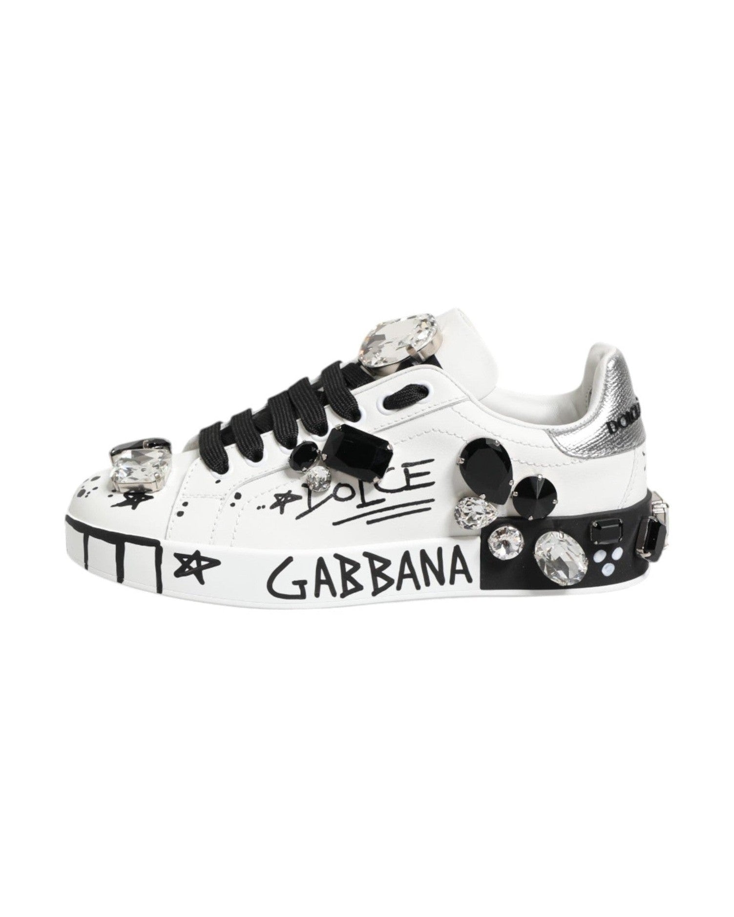 Dolce & Gabbana White Portofino Crystal Sneakers Shoes Glam Steals