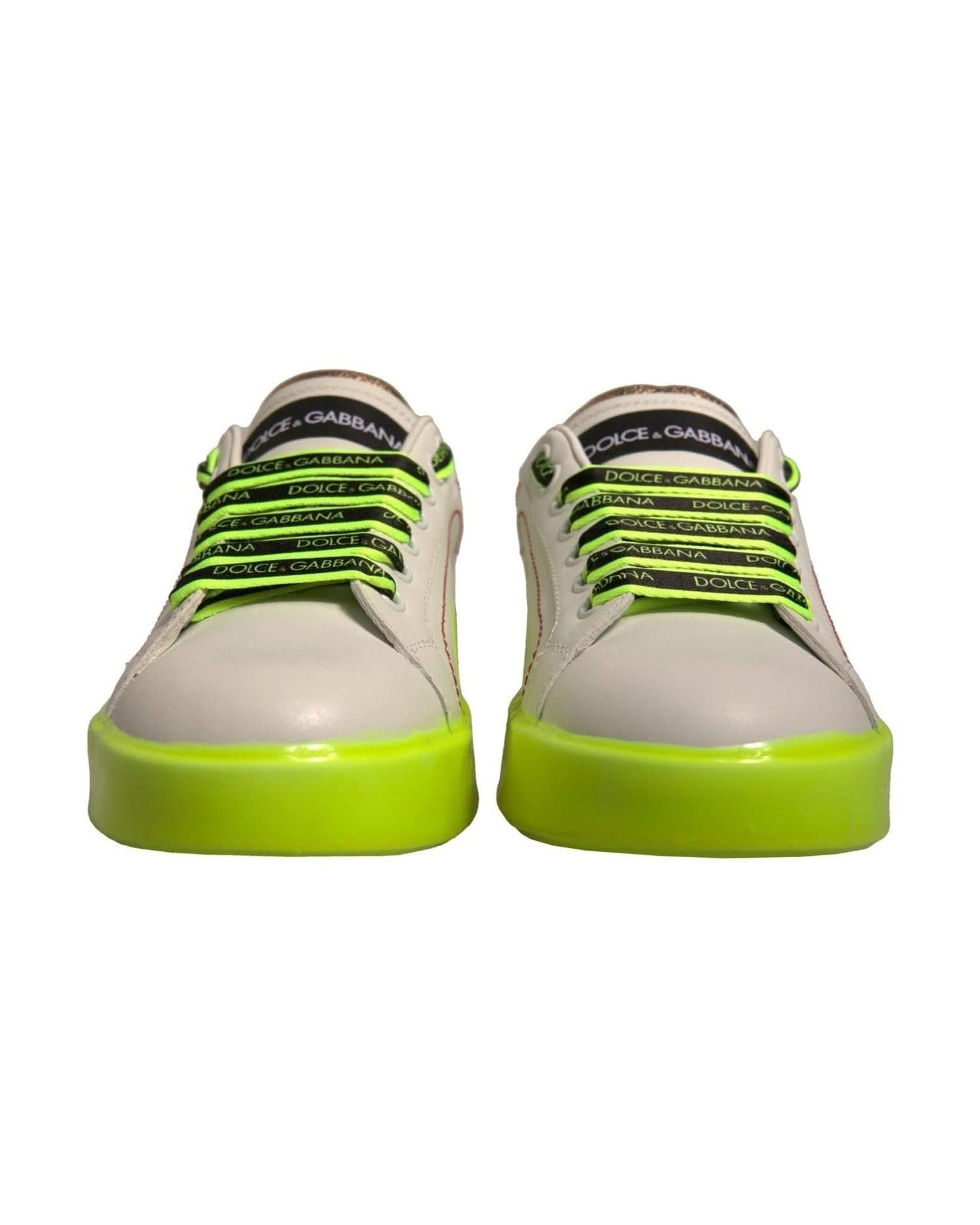 Dolce & Gabbana White Portofino Leather Sneakers Shoes Sneakers