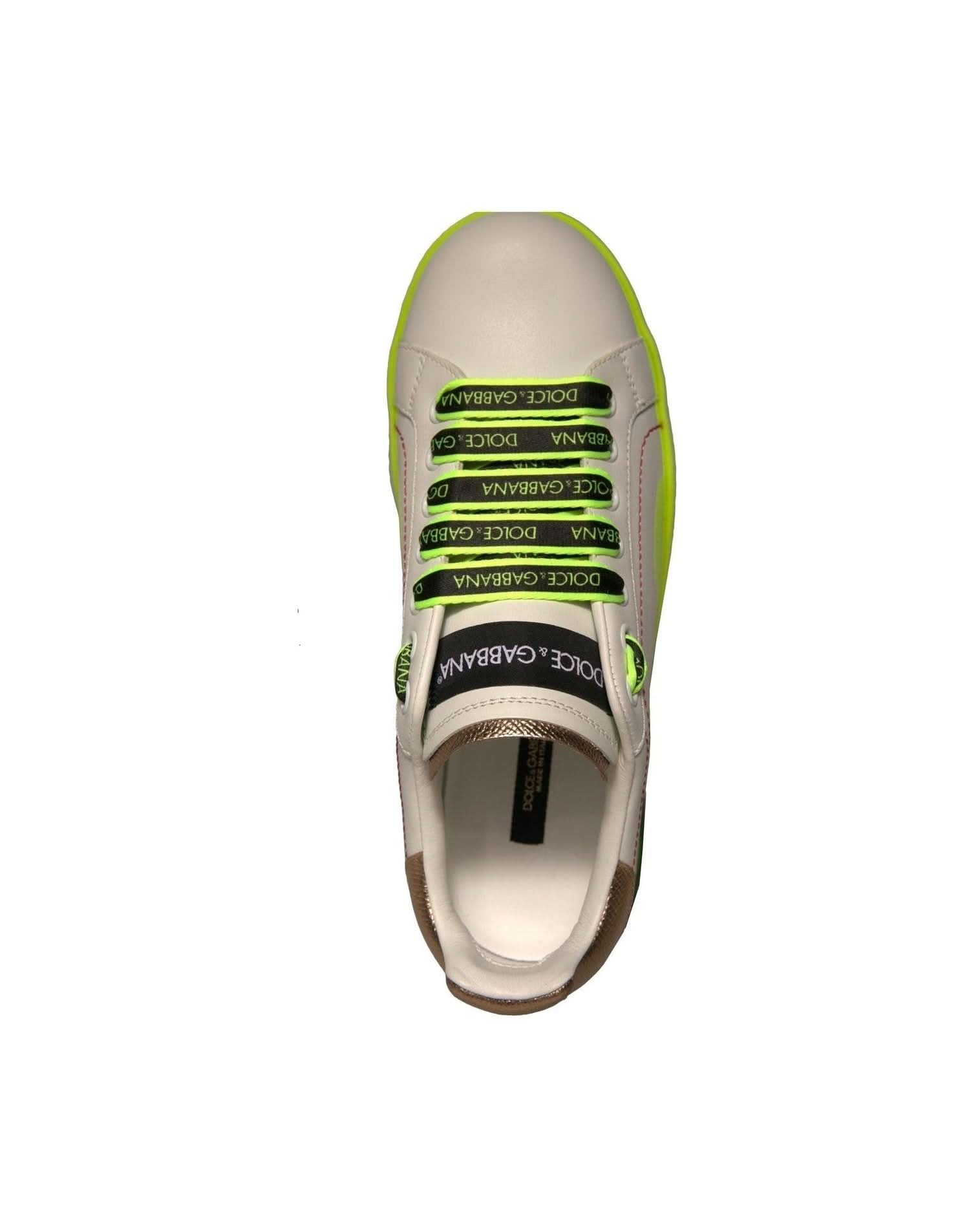 Dolce & Gabbana White Portofino Leather Sneakers Shoes Sneakers