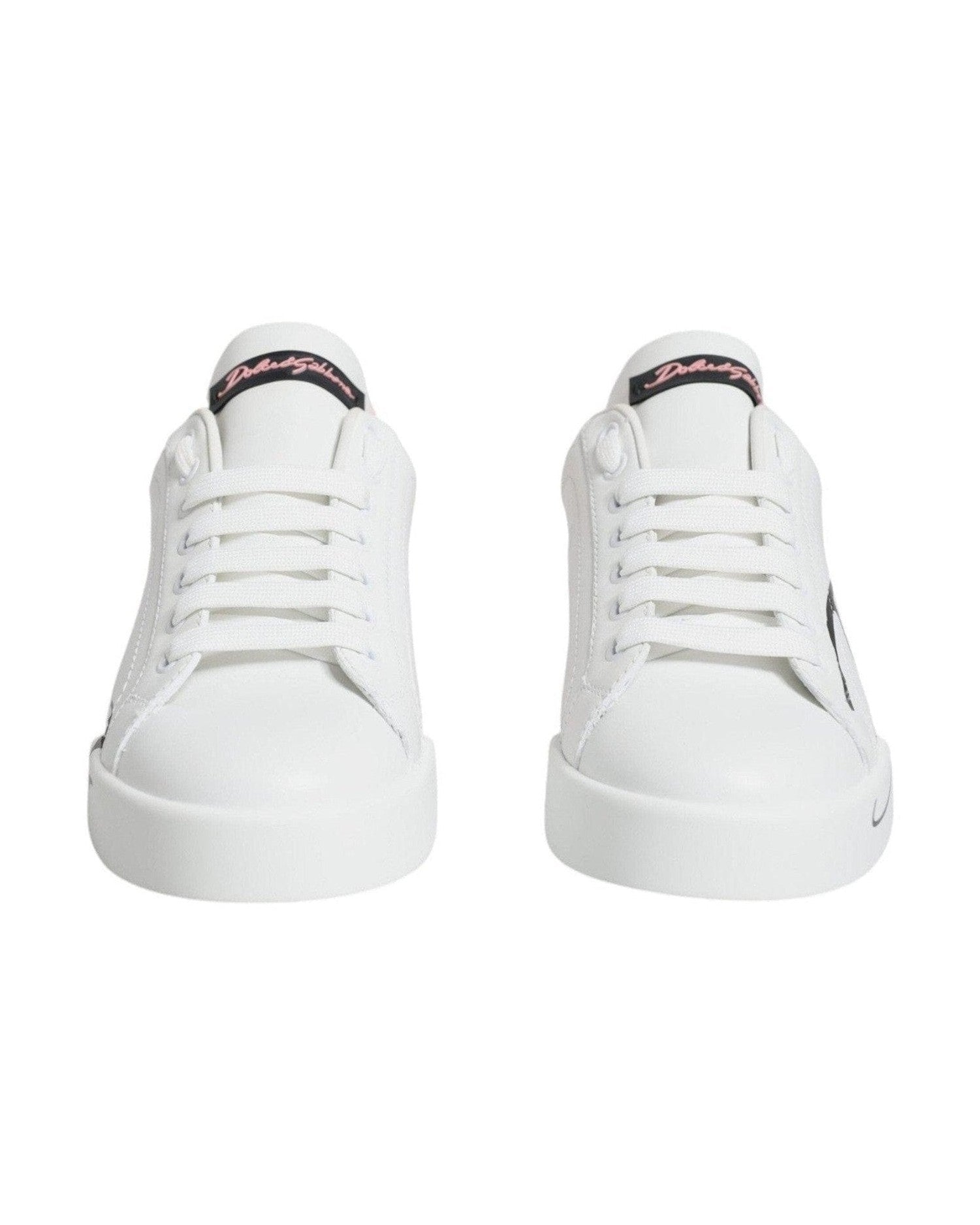 Dolce & Gabbana White Pink Portofino Low Top Sneakers Shoes Glam Steals