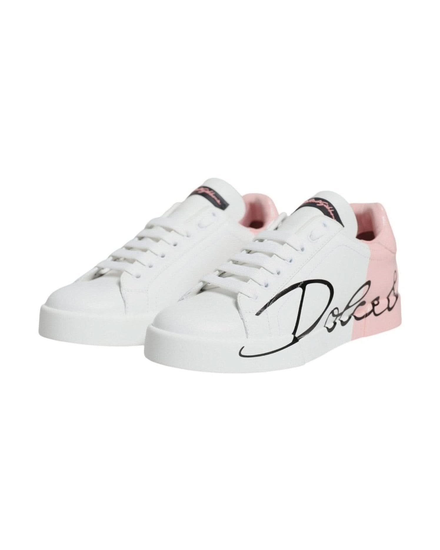 Dolce & Gabbana White Portofino Low Top Sneakers Shoes Sneakers