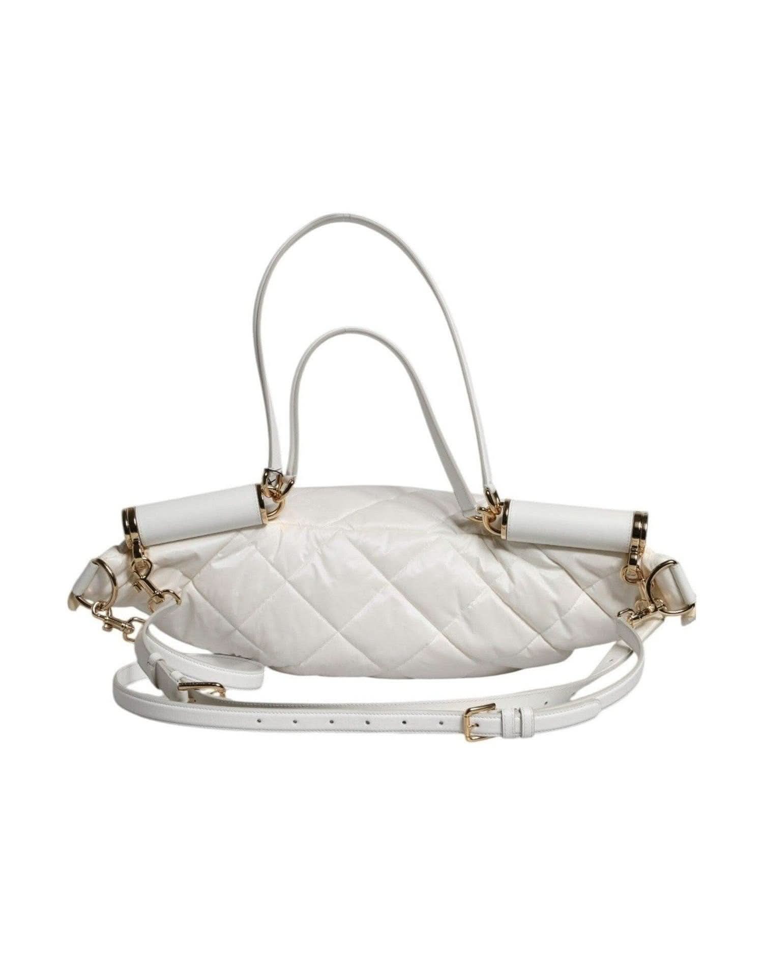 Dolce & Gabbana White Quilted Logo Plaque Belt Waist Fanny Pack Bag Fanny Packs
