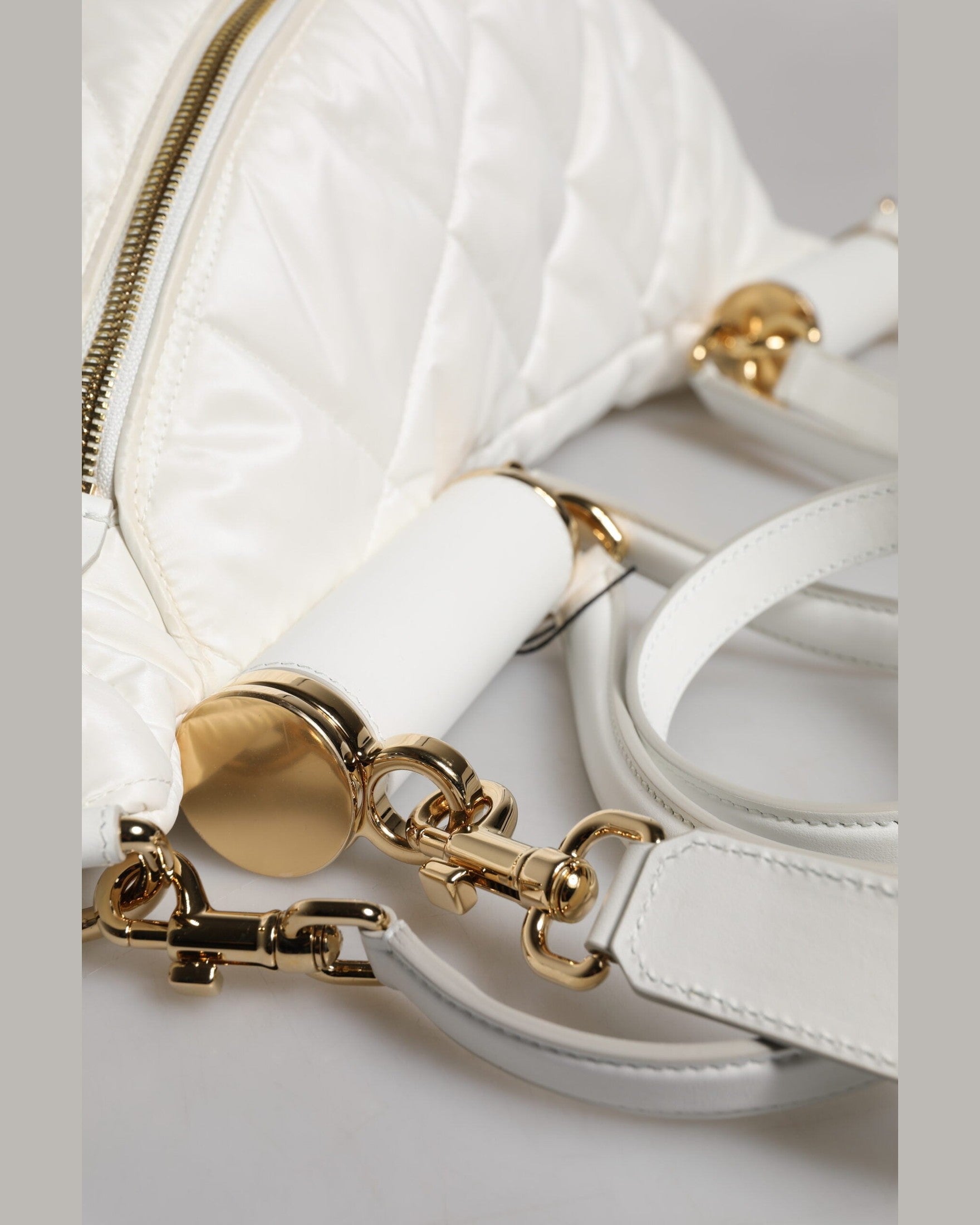 Dolce & Gabbana White Quilted Logo Plaque Belt Waist Fanny Pack Bag Glam Steals