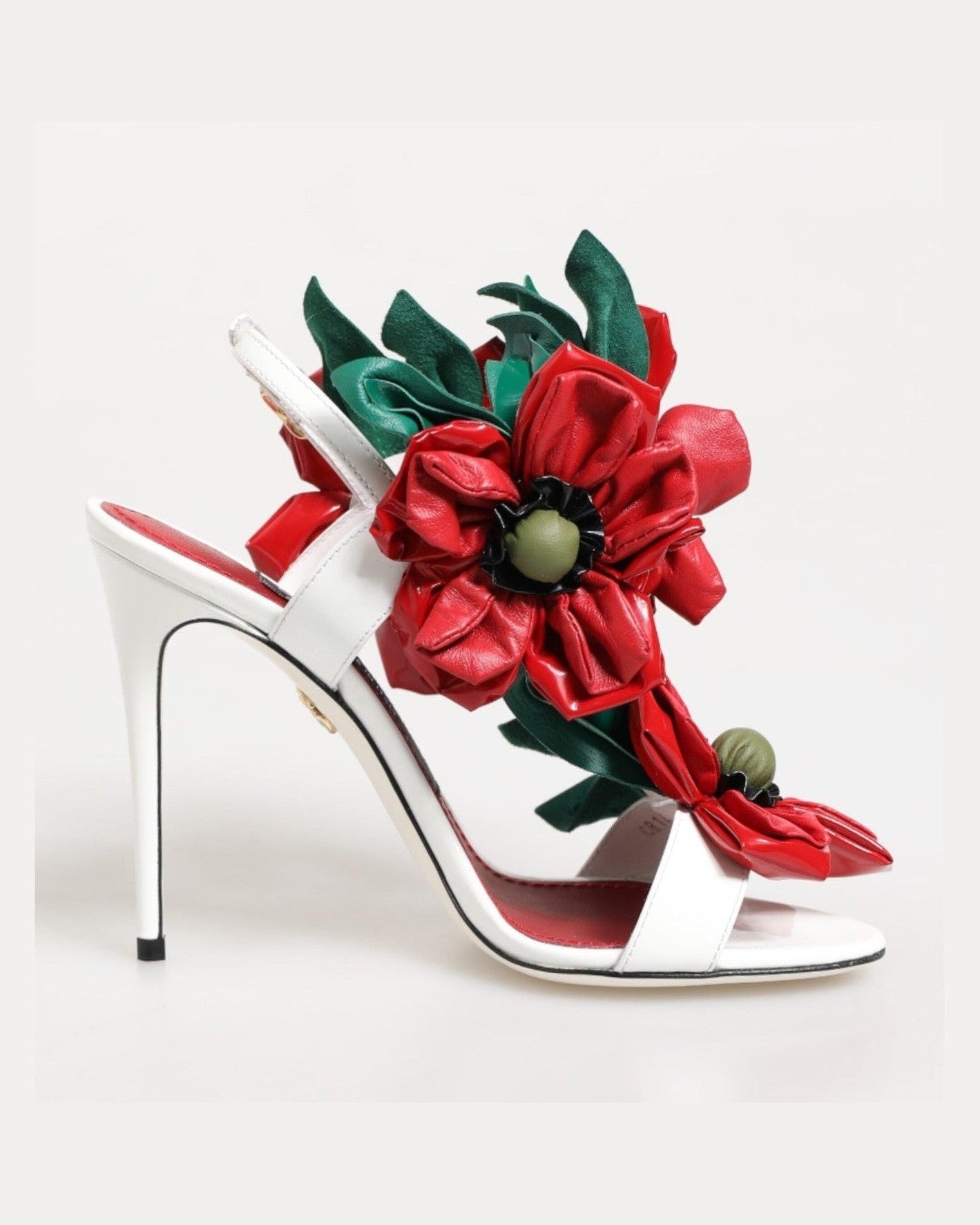 Dolce & Gabbana White Red Floral Detailing Sandals Shoes Glam Steals