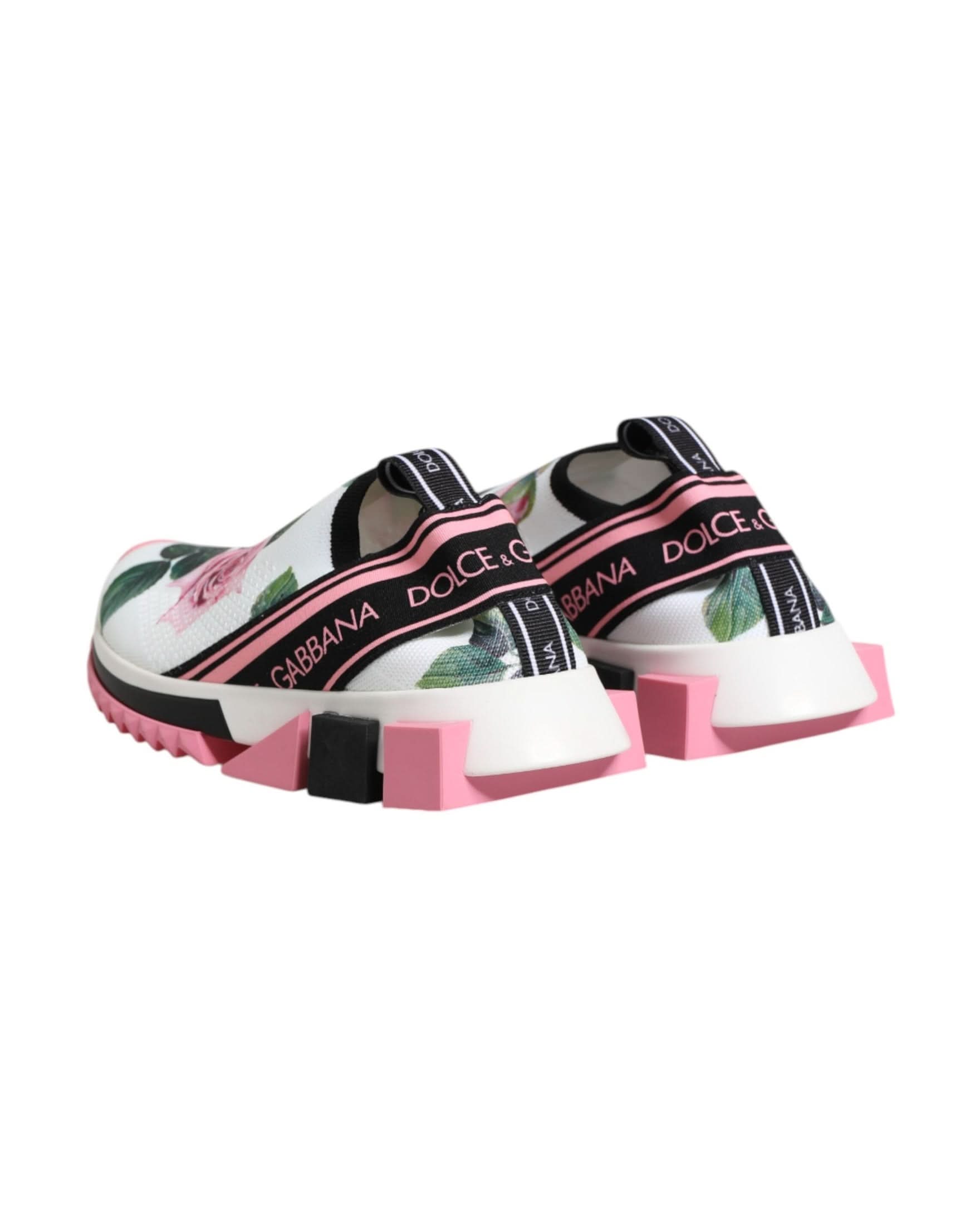 Dolce & Gabbana White Rose Print Sorrento Sneakers Shoes Sneakers