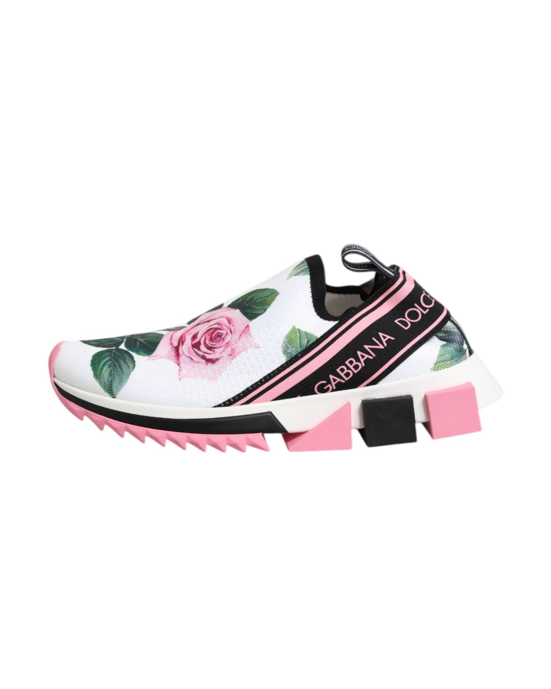 Dolce & Gabbana White Rose Print Sorrento Sneakers Shoes Sneakers
