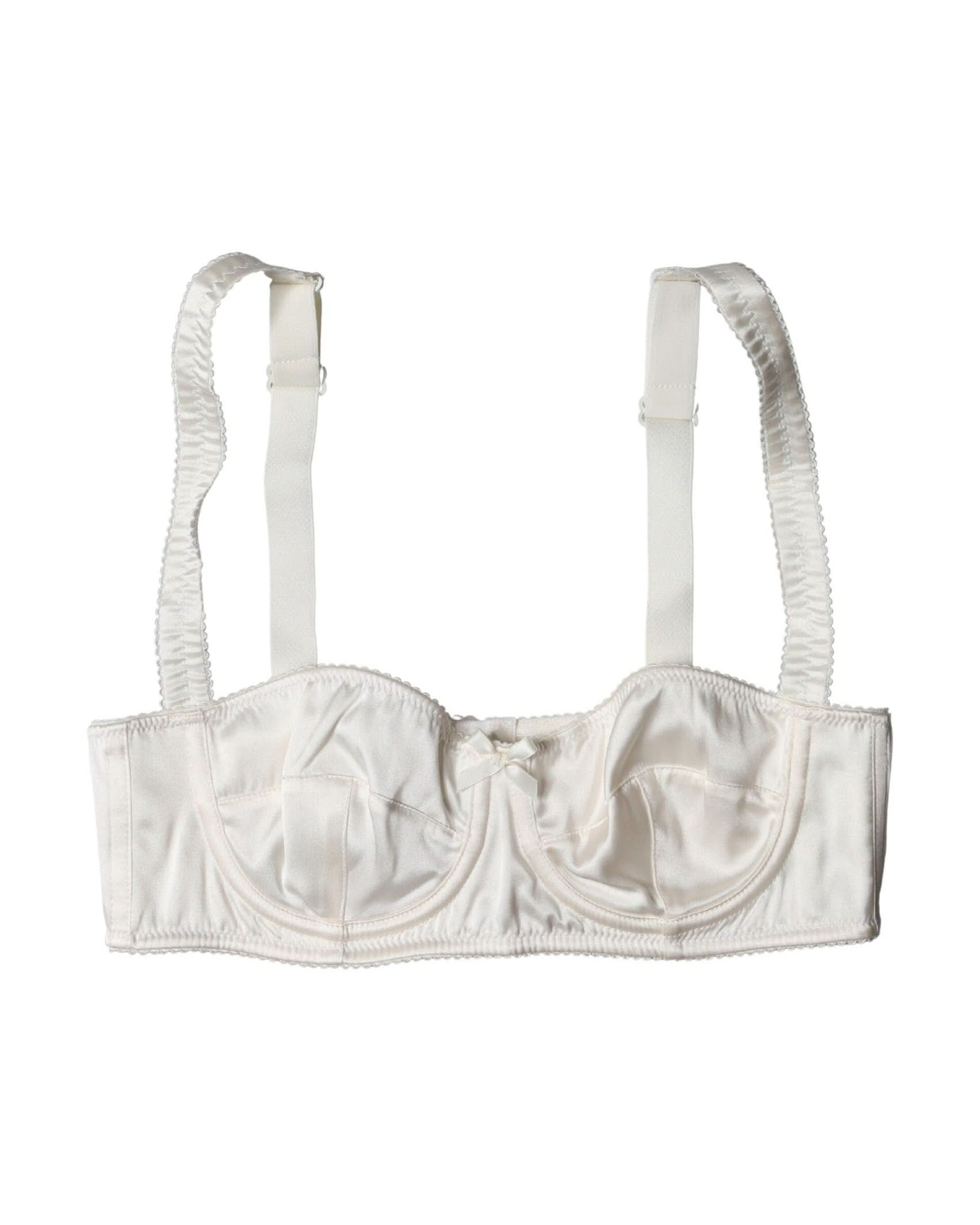 Dolce & Gabbana White Silk Satin Underwire Bra