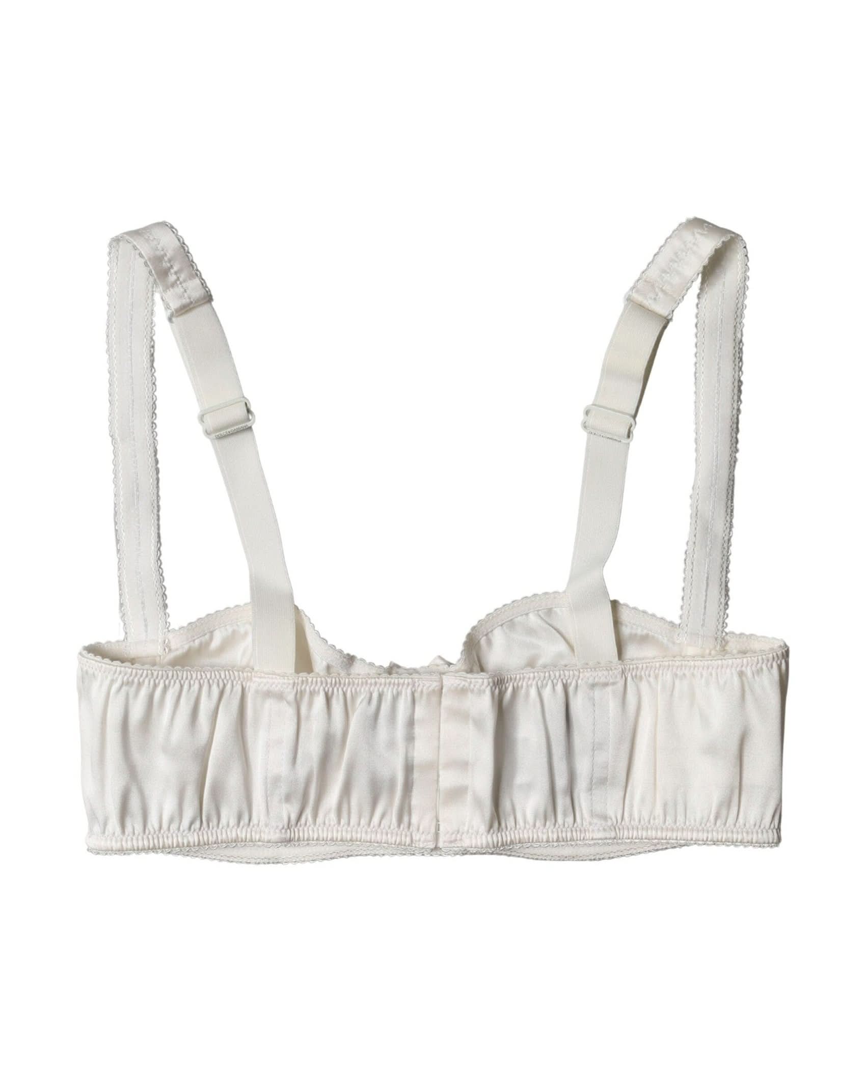 Dolce & Gabbana White Silk Satin Underwire Bra