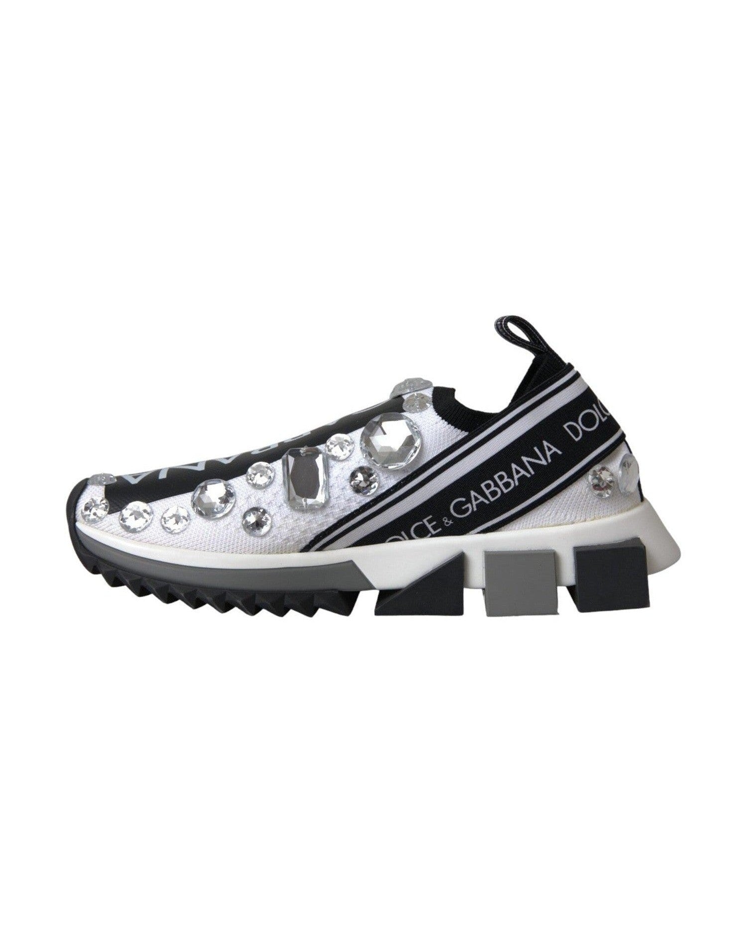 Dolce & Gabbana White Sorrento Crystals Sneakers Shoes Glam Steals