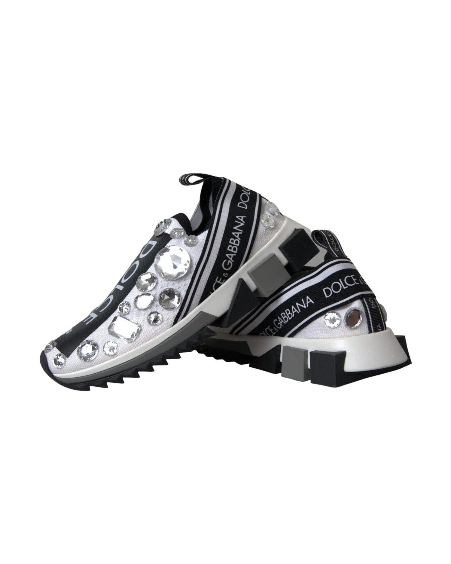 Dolce & Gabbana White Sorrento Crystals Sneakers Shoes Glam Steals