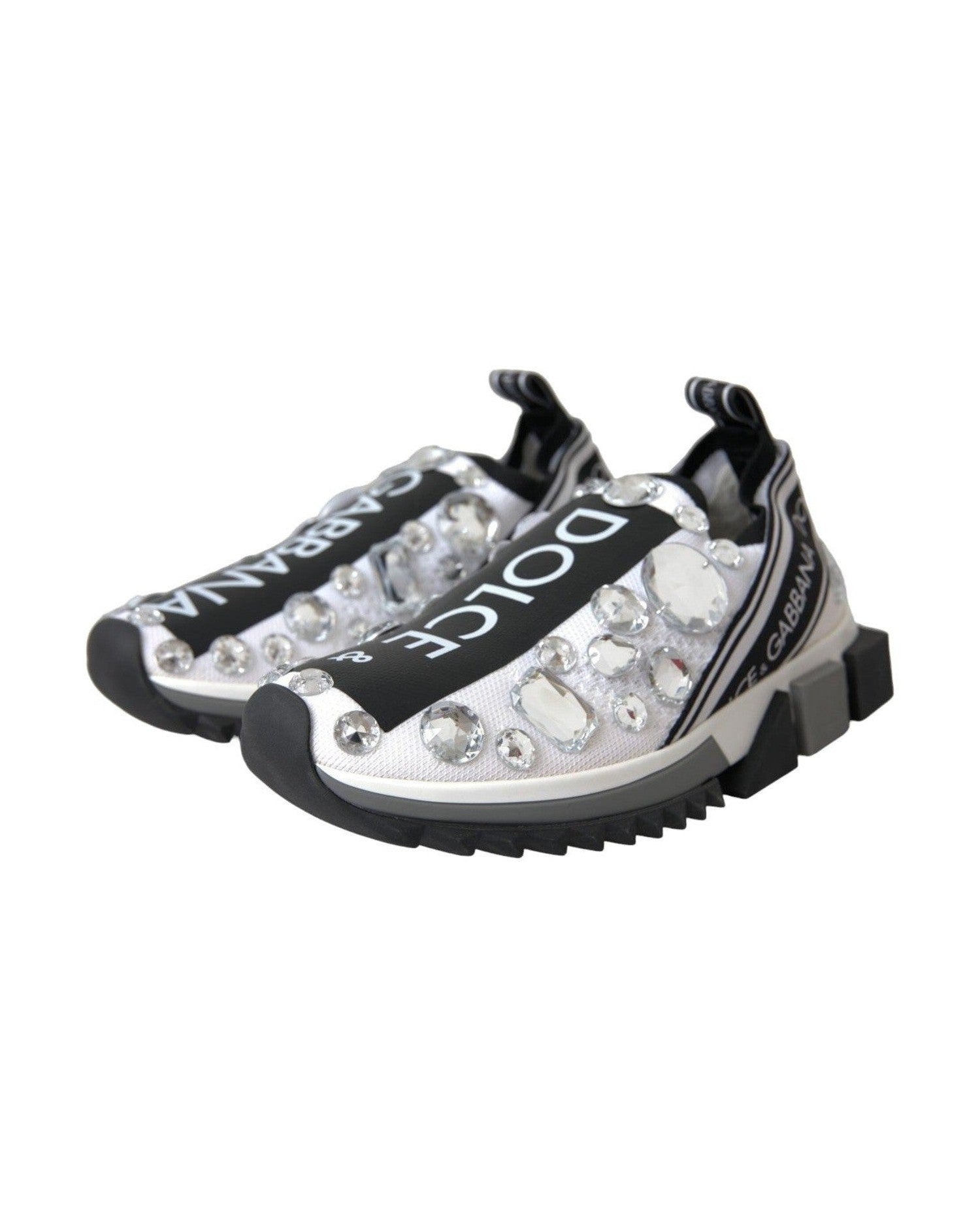 Dolce & Gabbana White Sorrento Crystals Sneakers Shoes Glam Steals