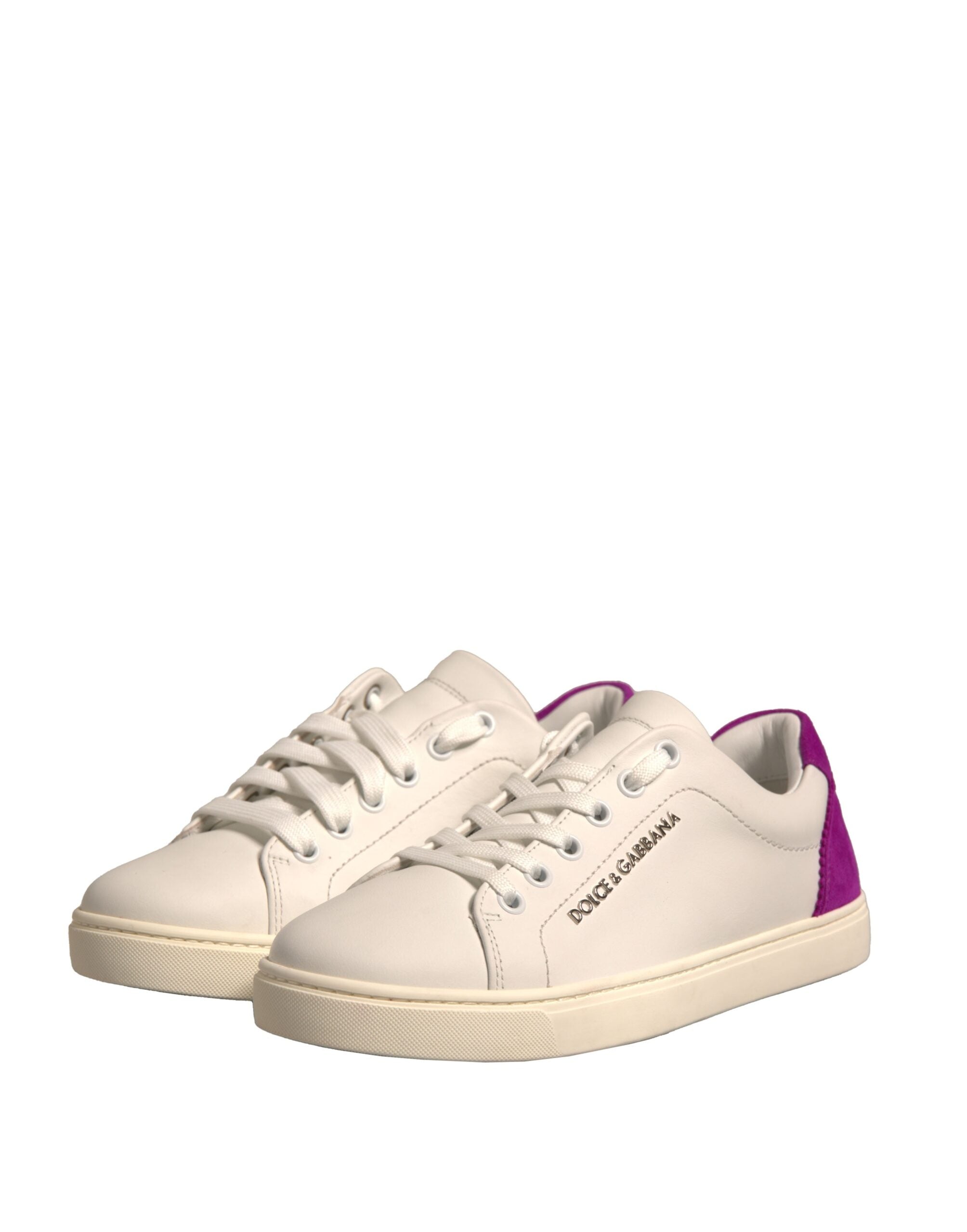 Dolce & Gabbana White Suede Leather Low Top Sneakers Shoes Glam Steals