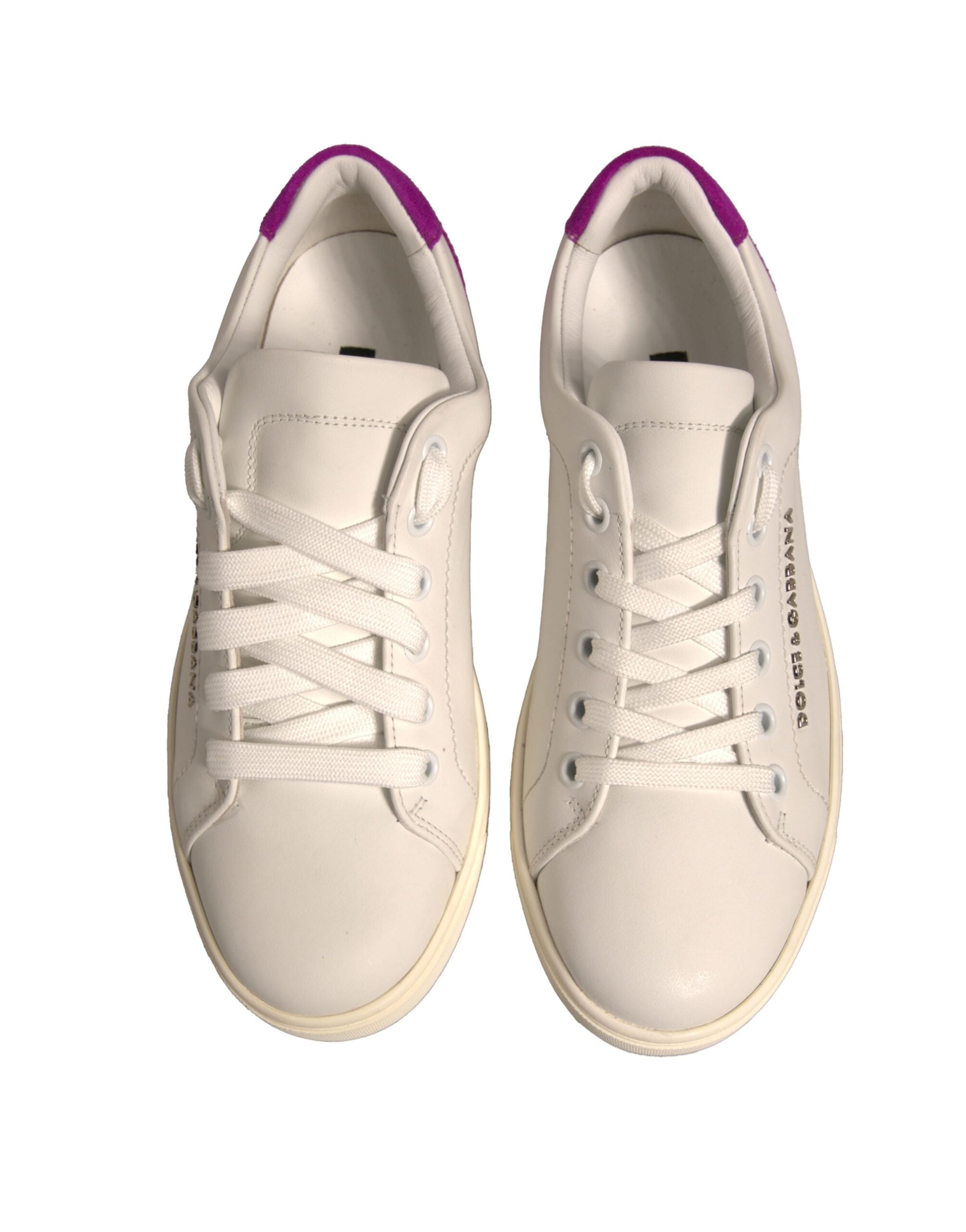 Dolce & Gabbana White Suede Leather Low Top Sneakers Shoes Glam Steals
