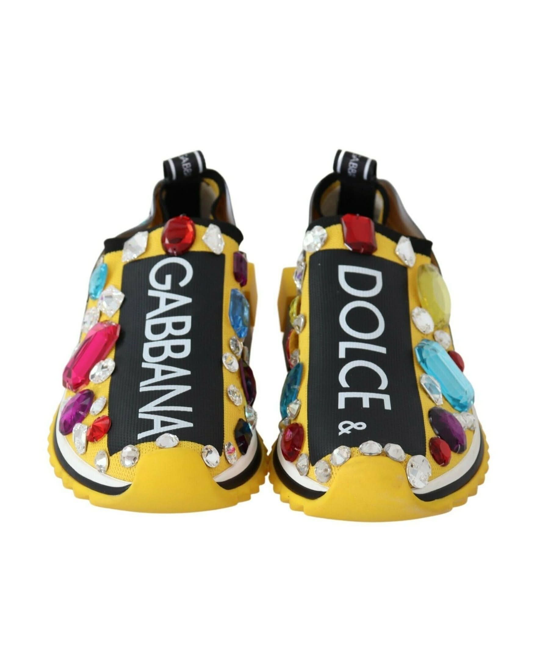 Dolce & Gabbana Yellow Crystals Sneakers Shoes Sneakers