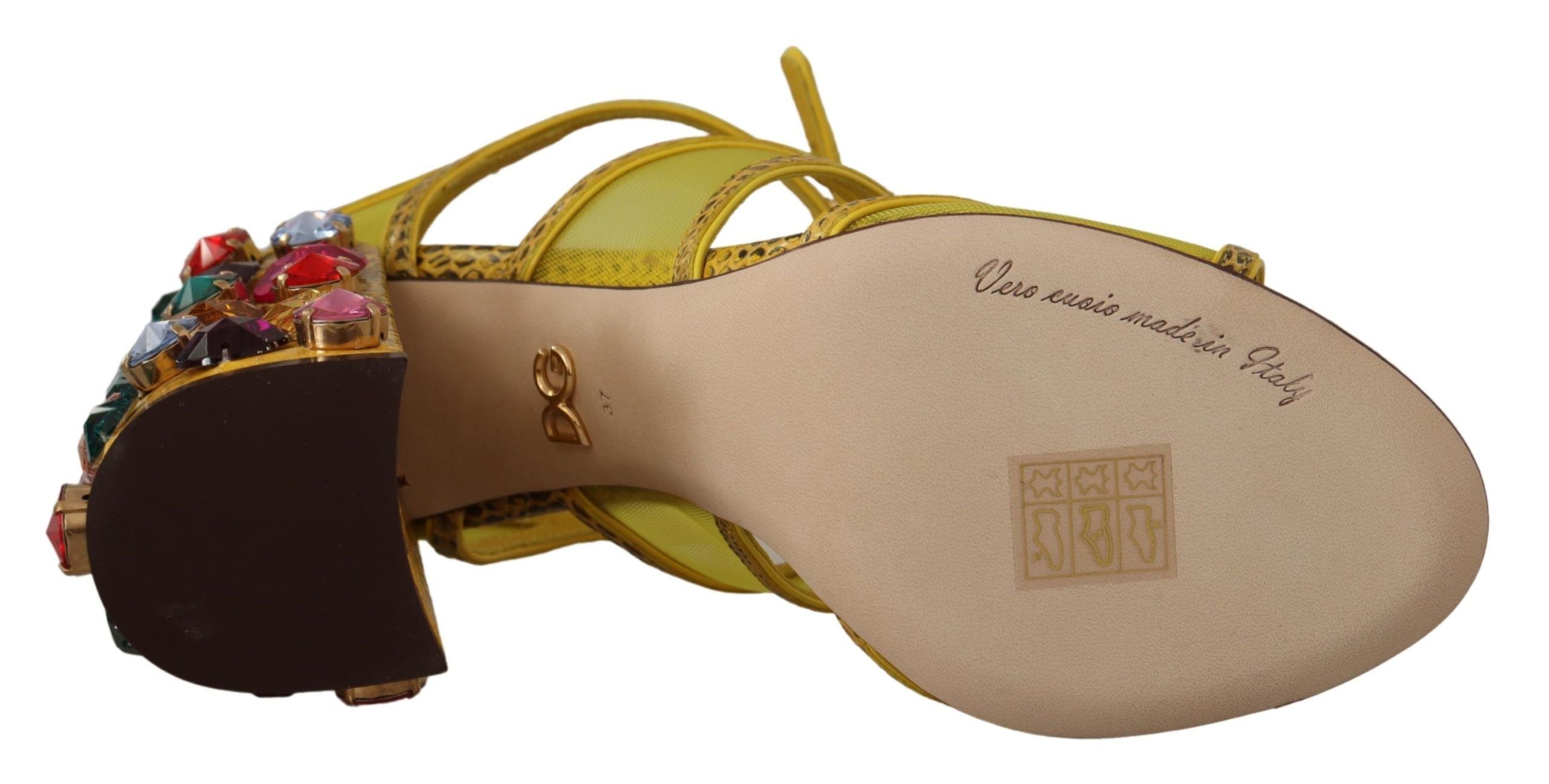 Dolce & Gabbana Yellow Leather Crystal Ayers Sandals Glam Steals