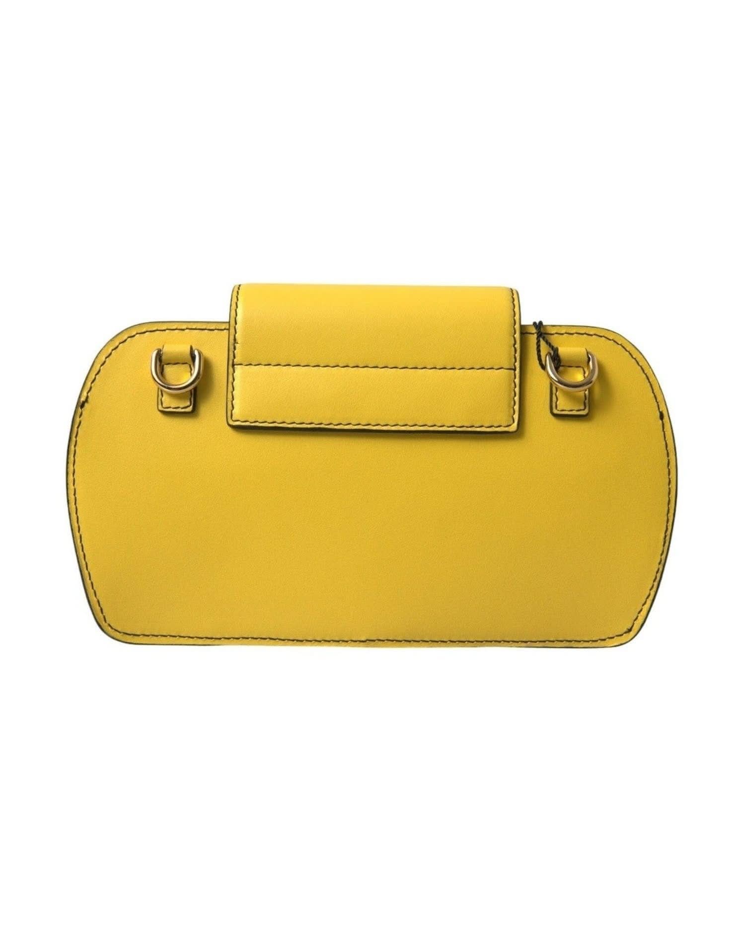 Dolce & Gabbana Yellow Leather Smooth Dg Logo Clutch Crossbody Case Bag Cross Body Bags
