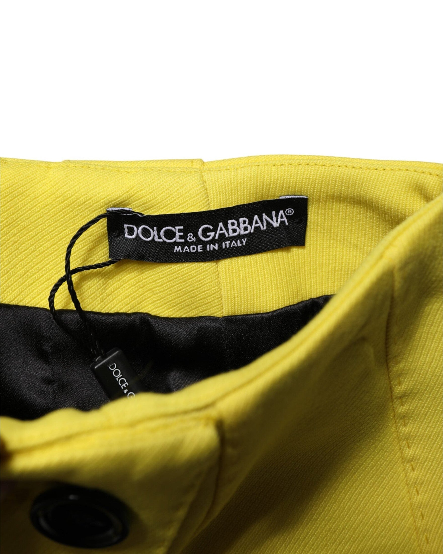 Dolce & Gabbana Yellow Wool Buttoned High Waist Mini Skirt Glam Steals
