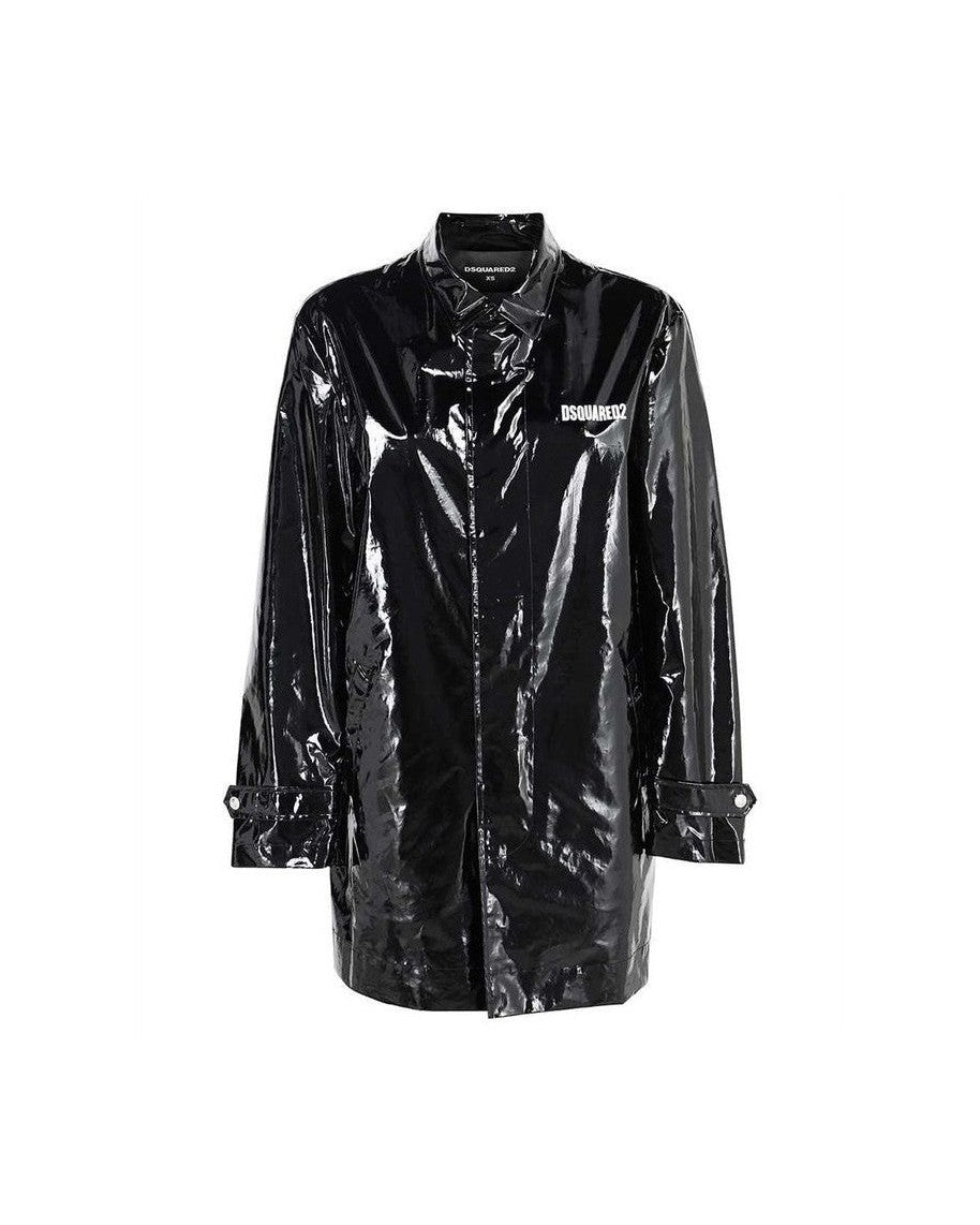 Dsquared² Black Polyethylene Coat Glam Steals