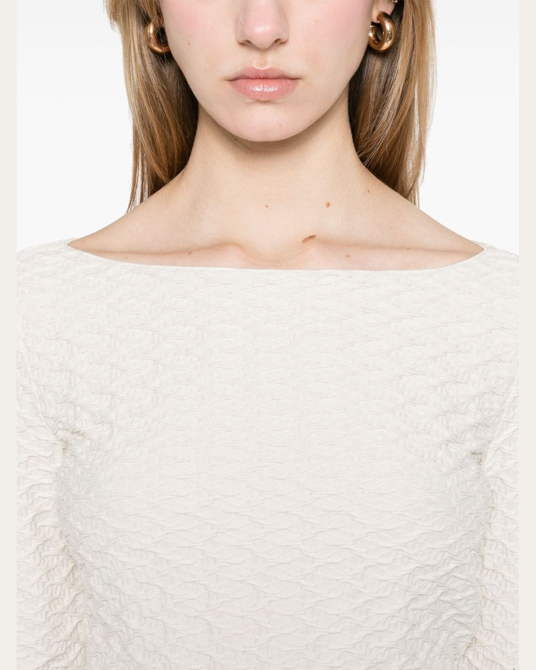 Emporio Armani Jacquard Boat Neck Top Glam Steals