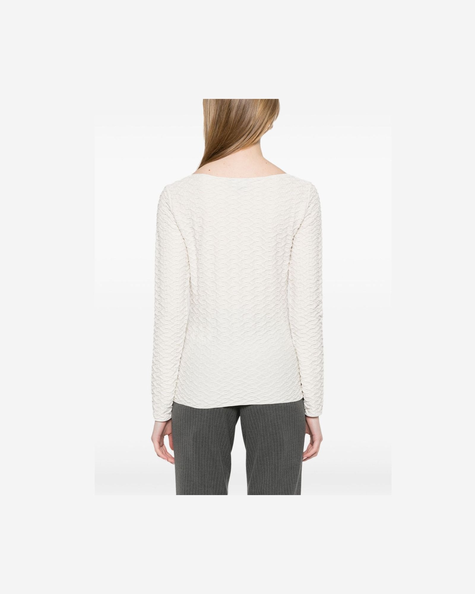 Emporio Armani Jacquard Boat Neck Top Glam Steals