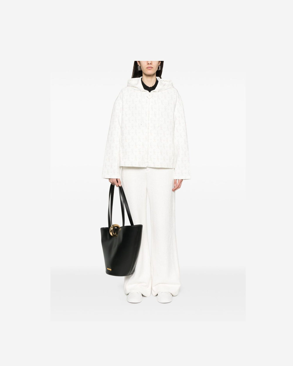 Emporio Armani Jersey Zip Up Hoodie in Double with All Over Lettering Glam Steals