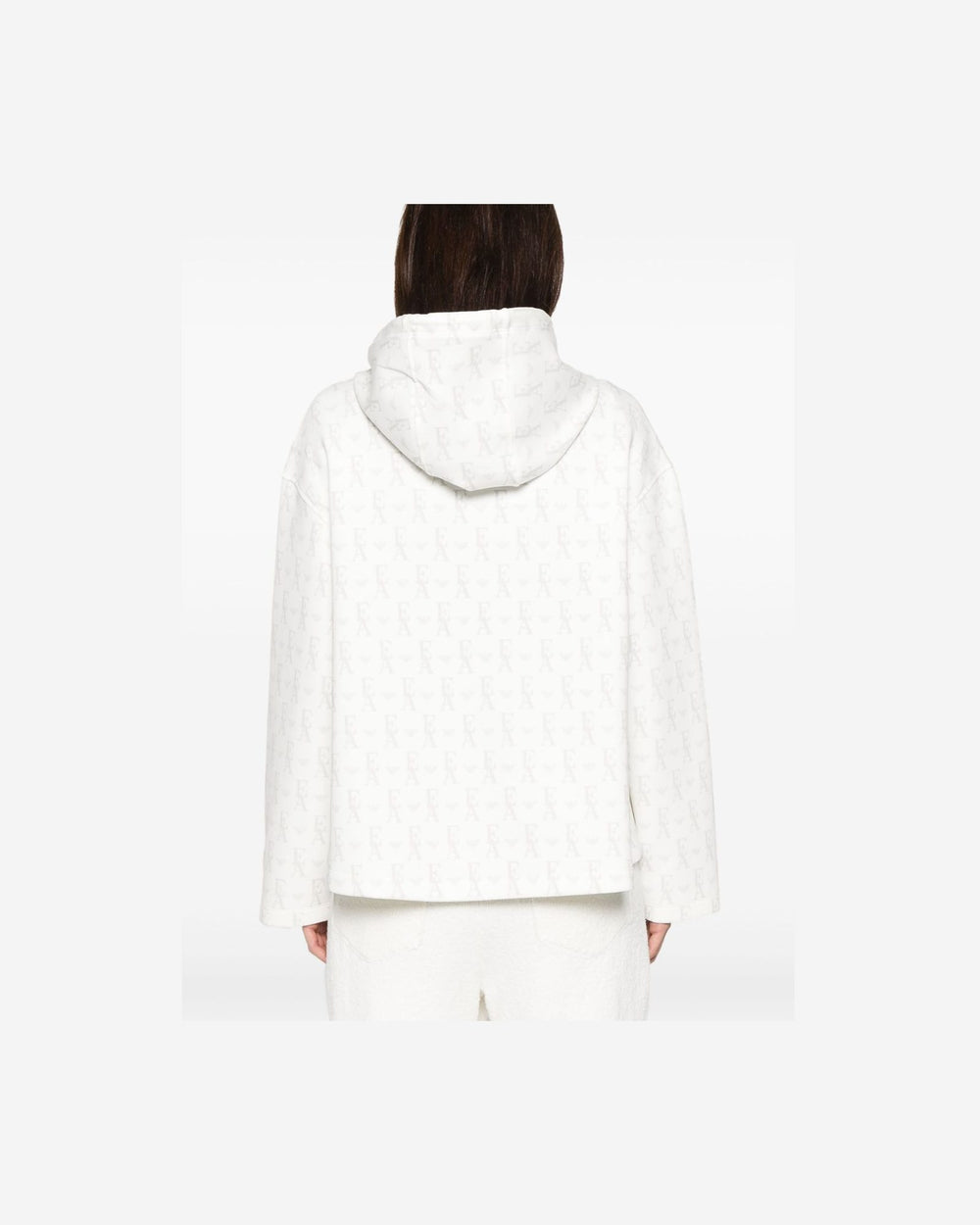Emporio Armani Jersey Zip Up Hoodie in Double with All Over Lettering Glam Steals