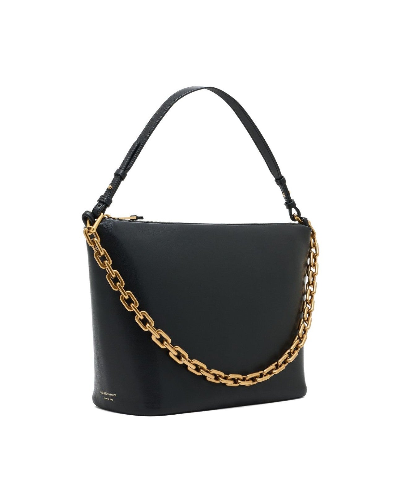 Emporio Armani Leather Medium Hobo Bag with Chain Glam Steals