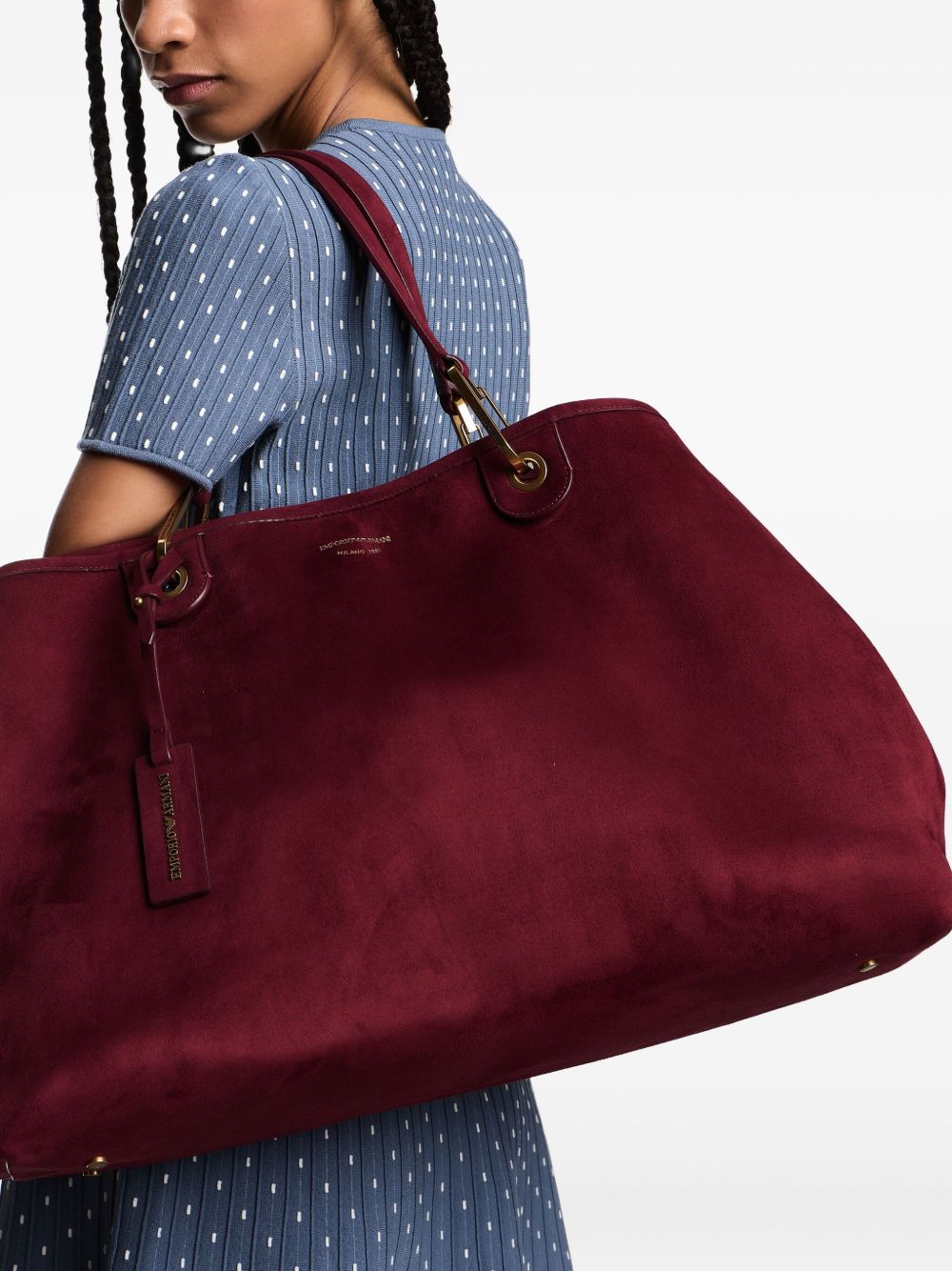 Emporio Armani Suede Large Myea Shopper in Imitation Glam Steals