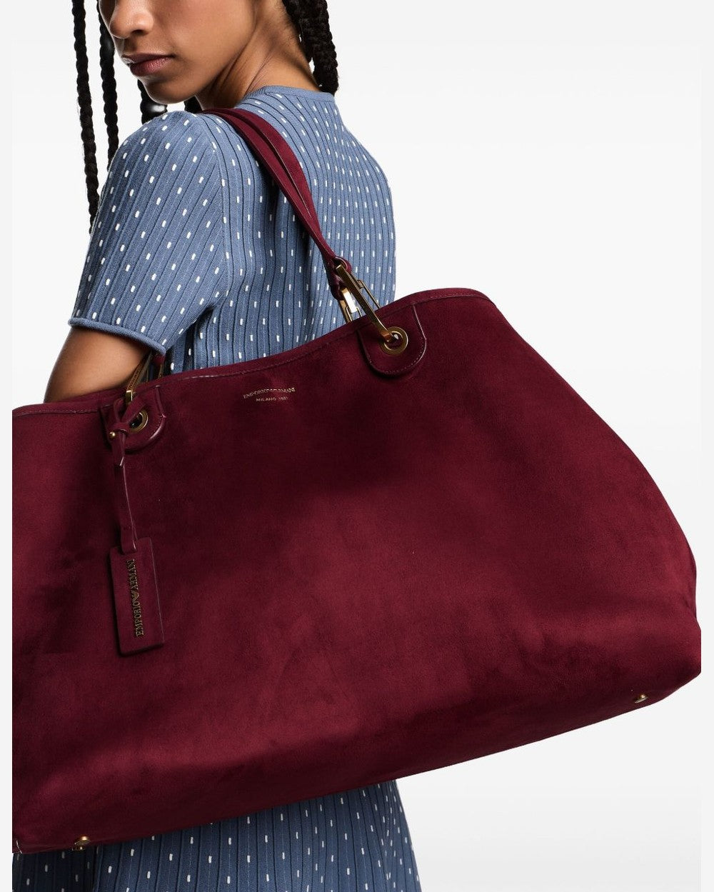 Emporio Armani Suede Large Myea Shopper in Imitation Glam Steals