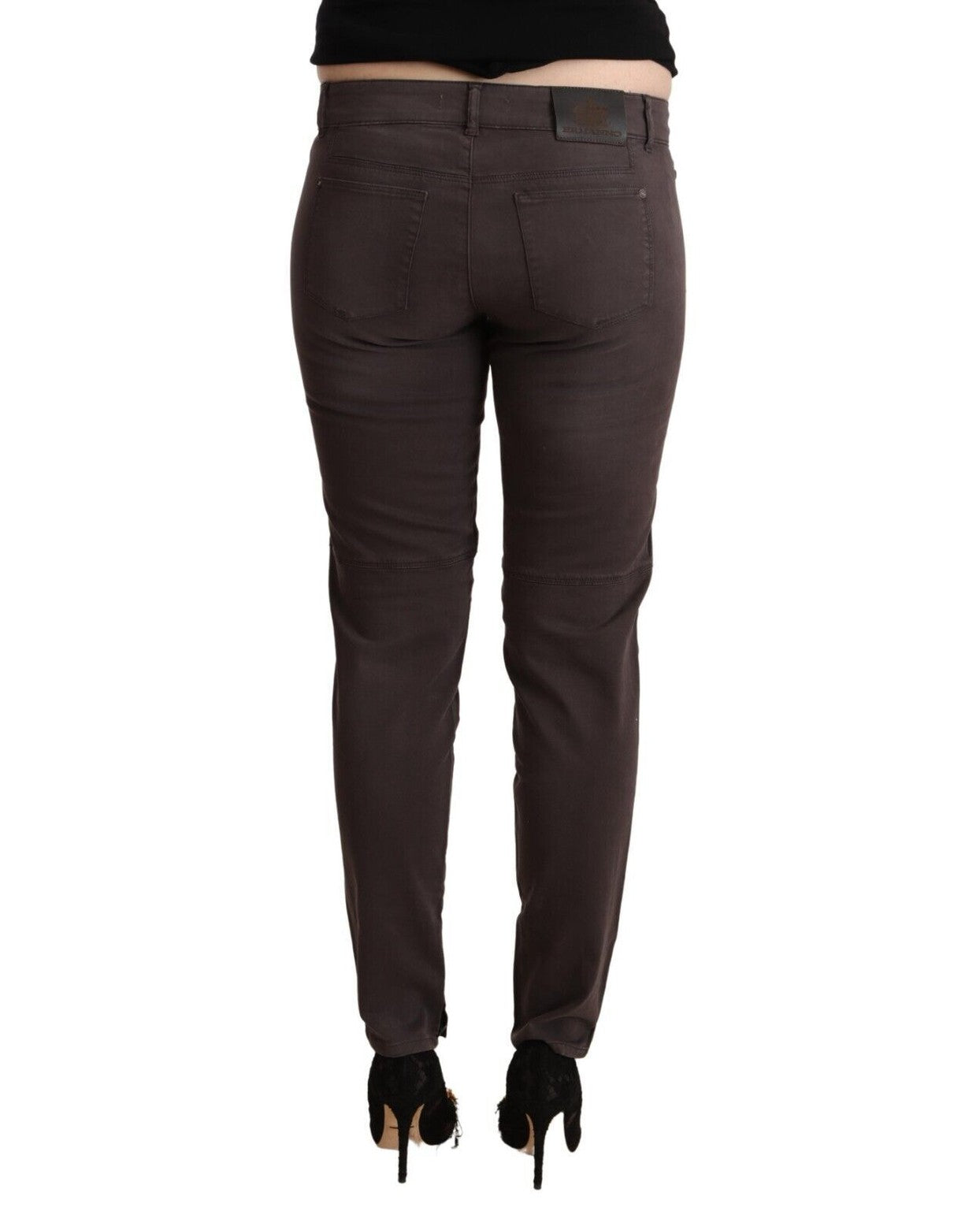Ermanno Scervino Brown Cotton Low Waist Slim Fit Pant Glam Steals