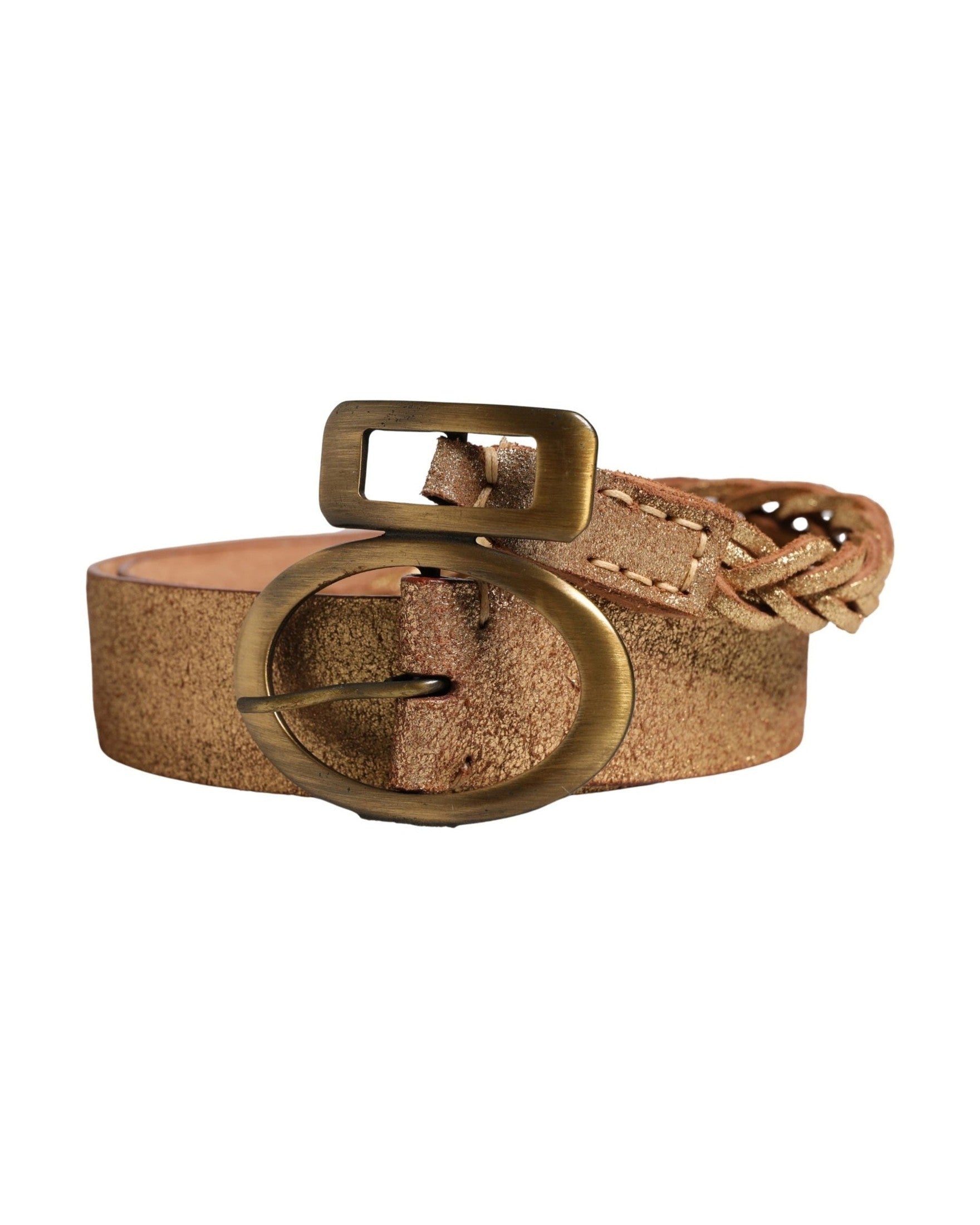 Ermanno Scervino Brown Leather Braided Metal Buckle Belt Glam Steals
