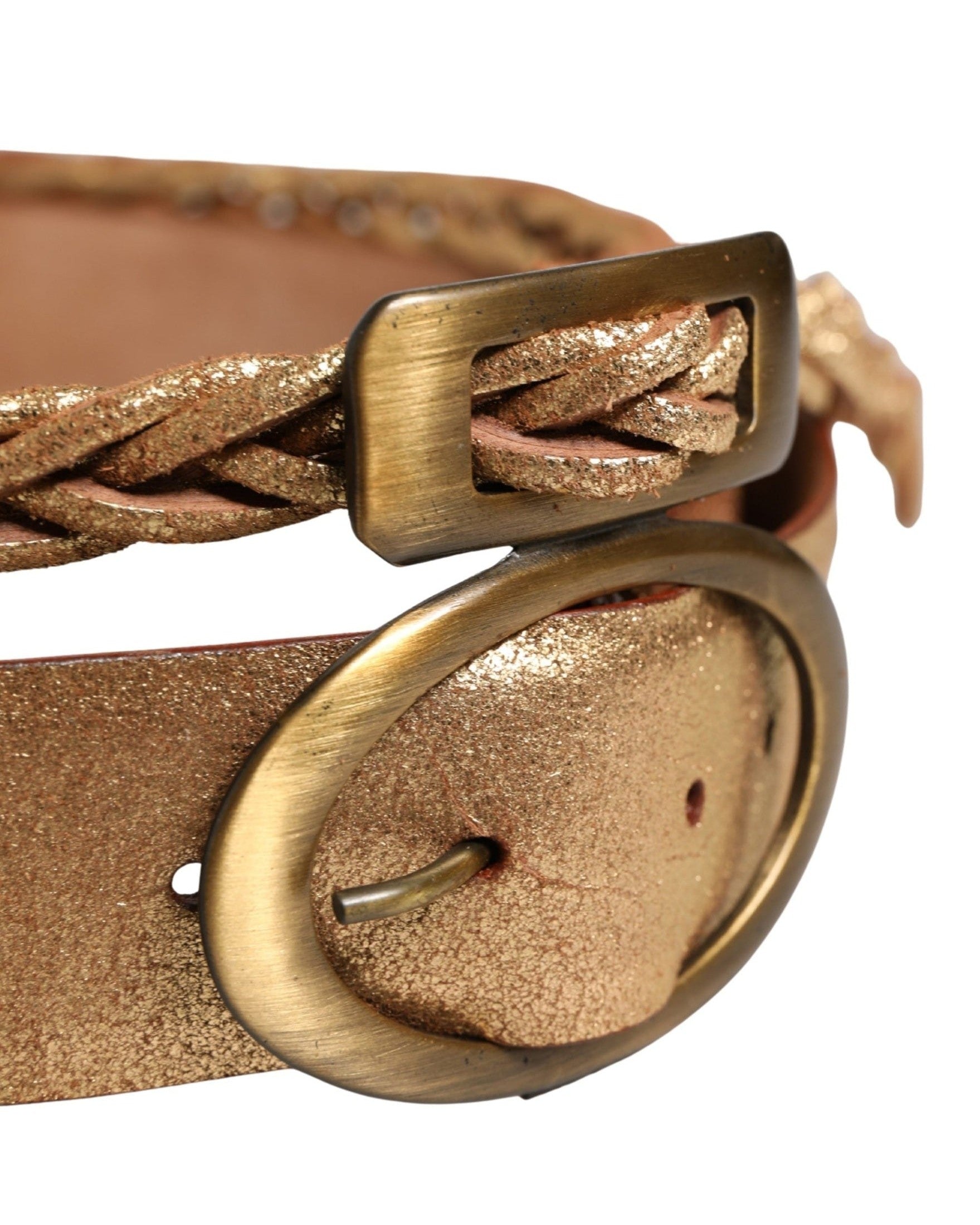Ermanno Scervino Brown Leather Braided Metal Buckle Belt Glam Steals