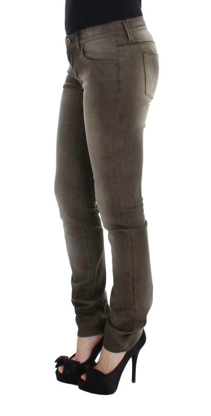 Ermanno Scervino Gray Cotton Wash Blend Slim Fit Jeans Jeans